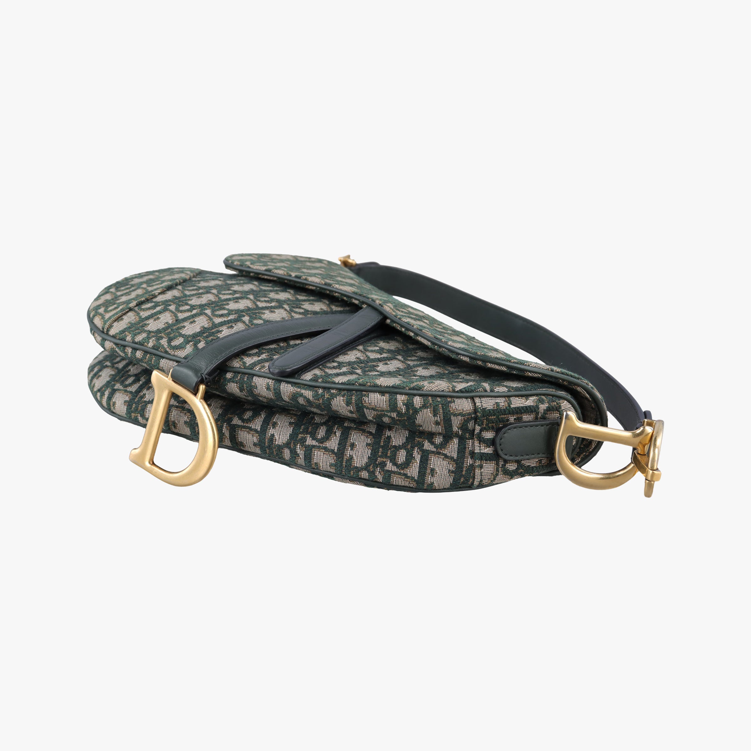 Pre-owned Christian Dior Saddle Green Jacquard  handbag | stylenewstar