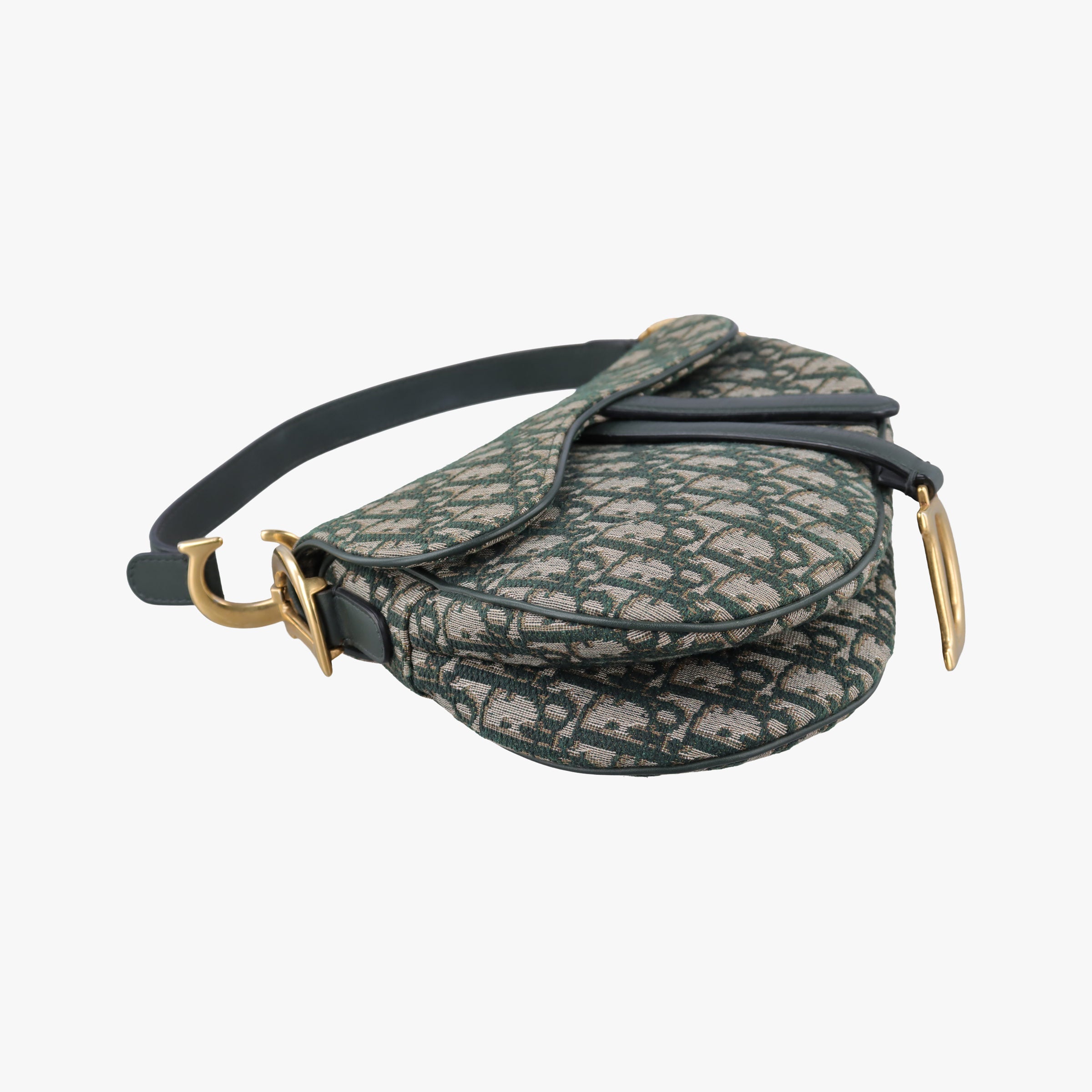 Pre-owned Christian Dior Saddle Green Jacquard  handbag | stylenewstar