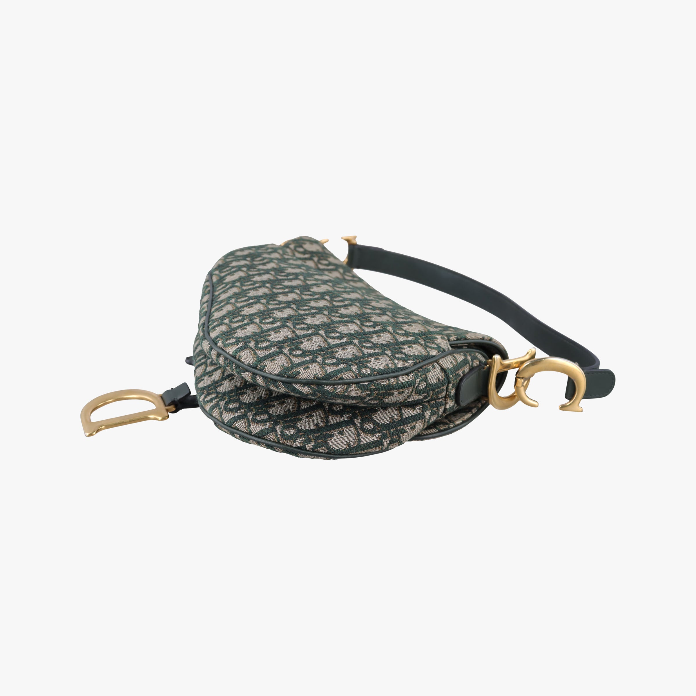 Pre-owned Christian Dior Saddle Green Jacquard  handbag | stylenewstar