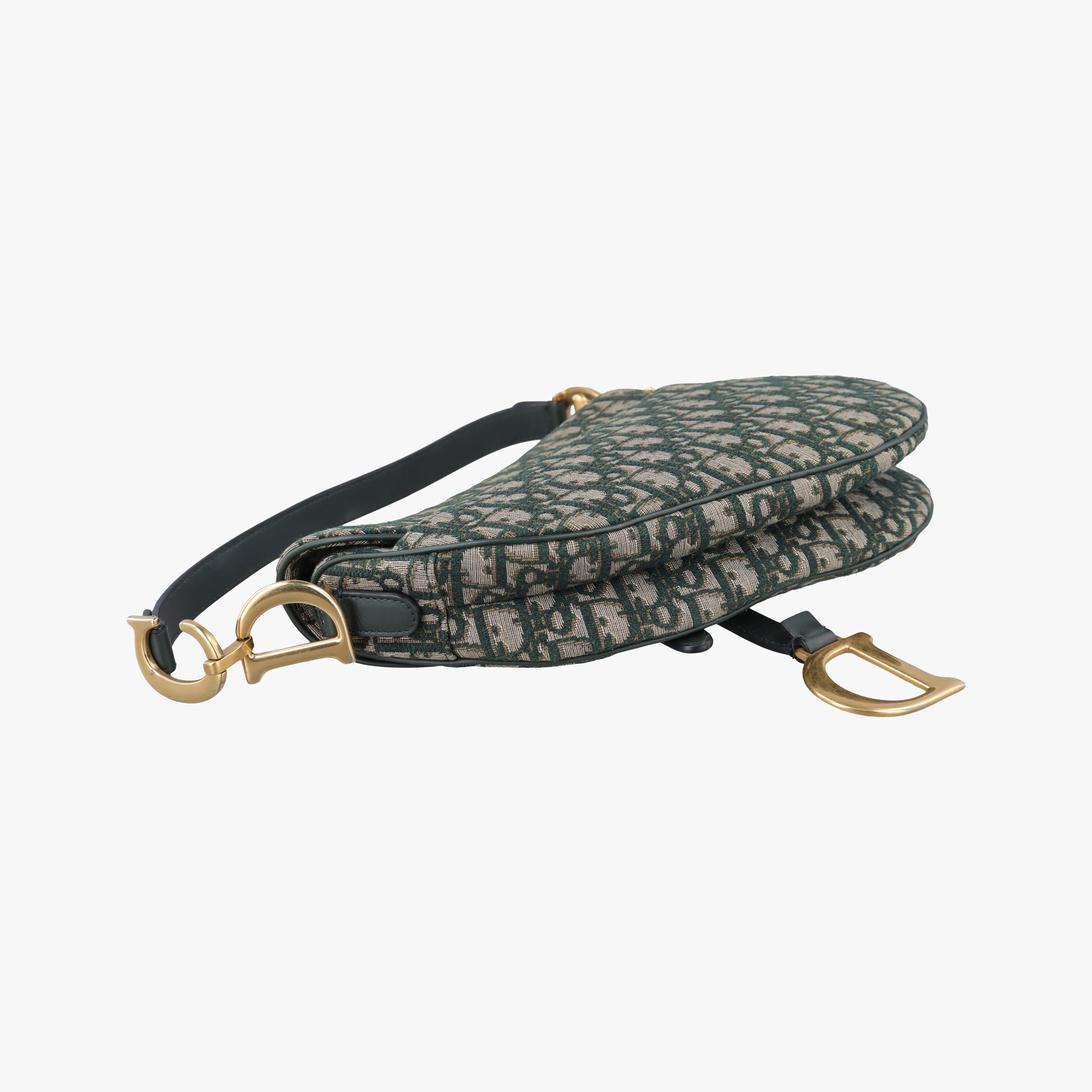 Pre-owned Christian Dior Saddle Green Jacquard  handbag | stylenewstar