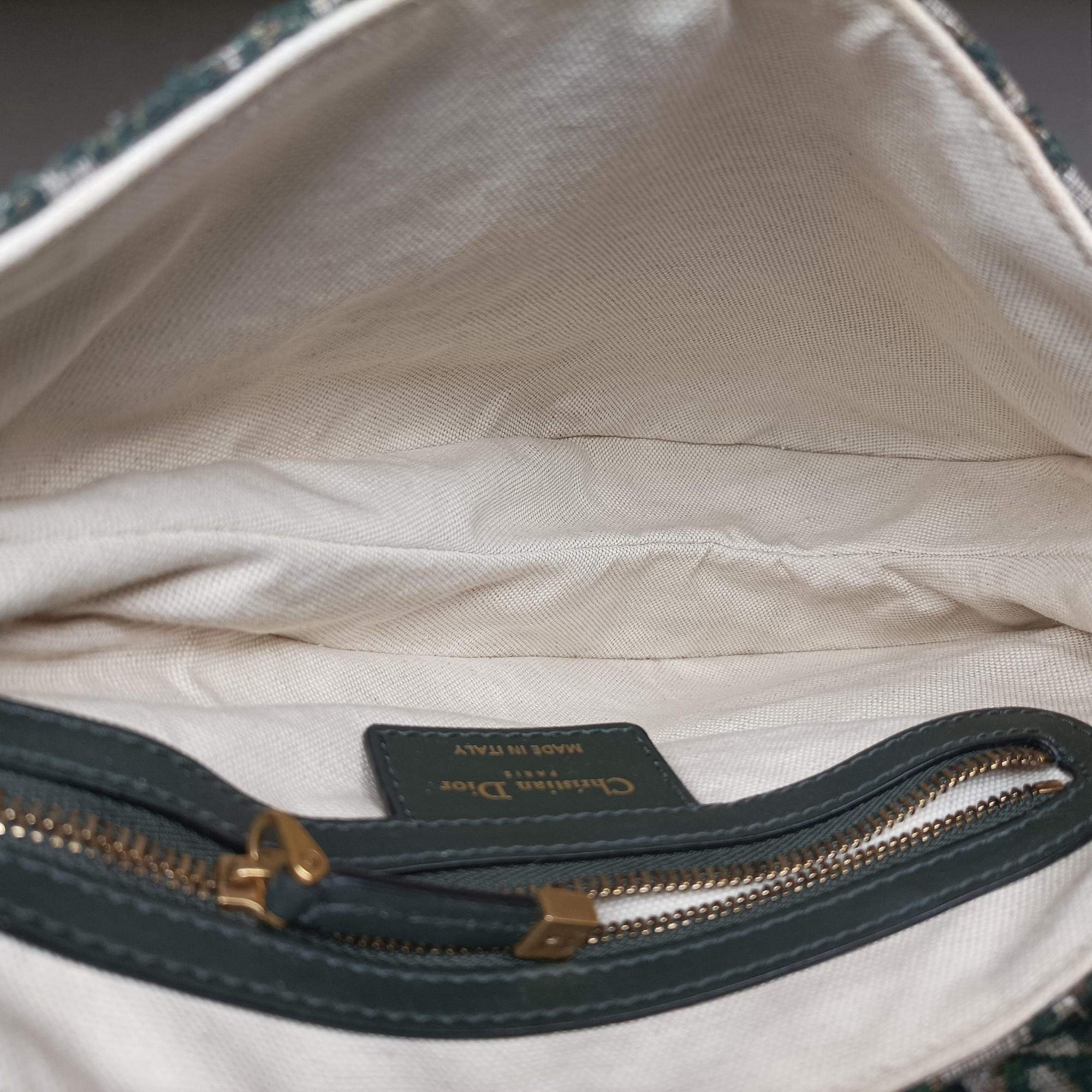 Pre-owned Christian Dior Saddle Green Jacquard  handbag | stylenewstar