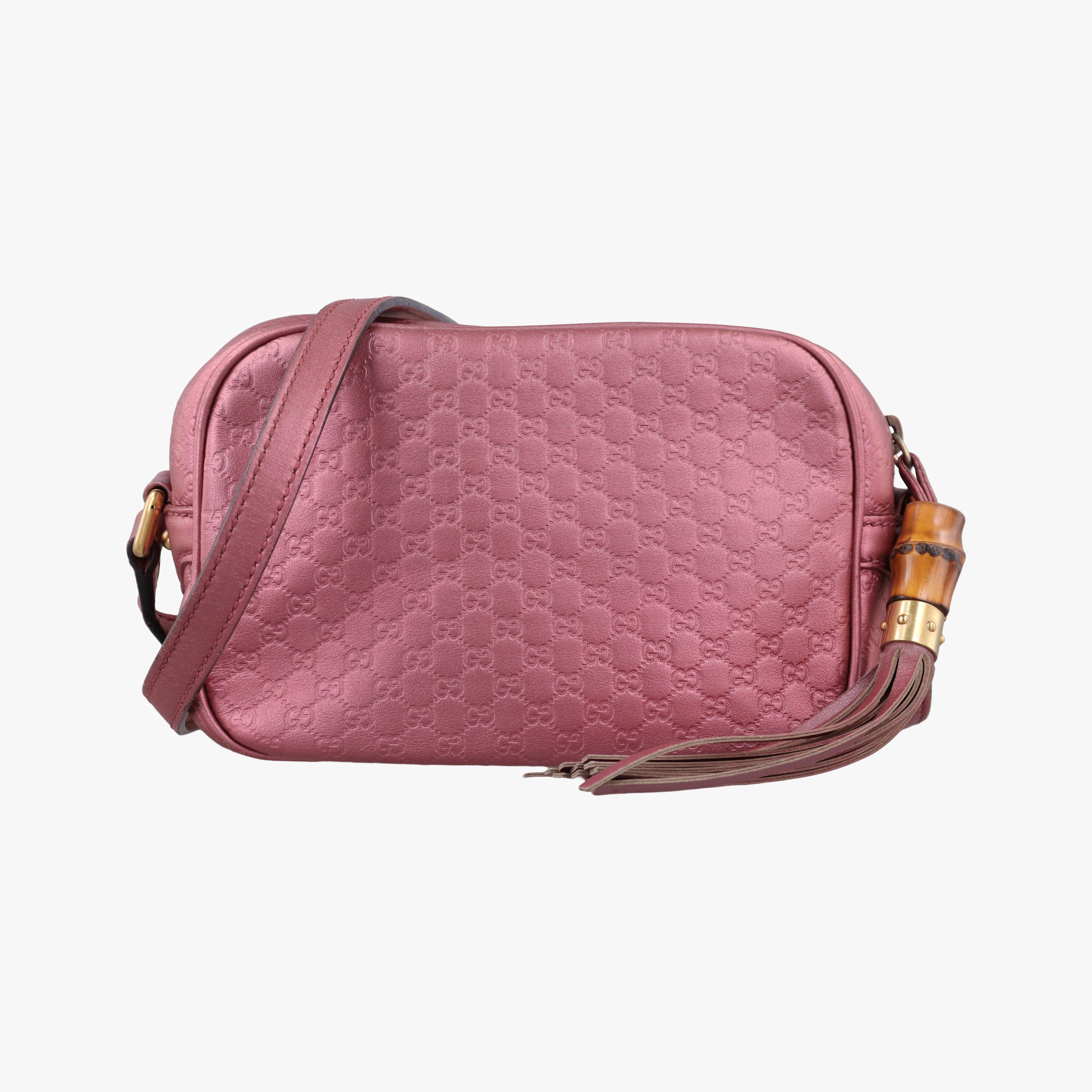 Pre-owned Gucci Microguccissima bamboo camera Pink Leather 309538 shoulderbag | stylenewstar