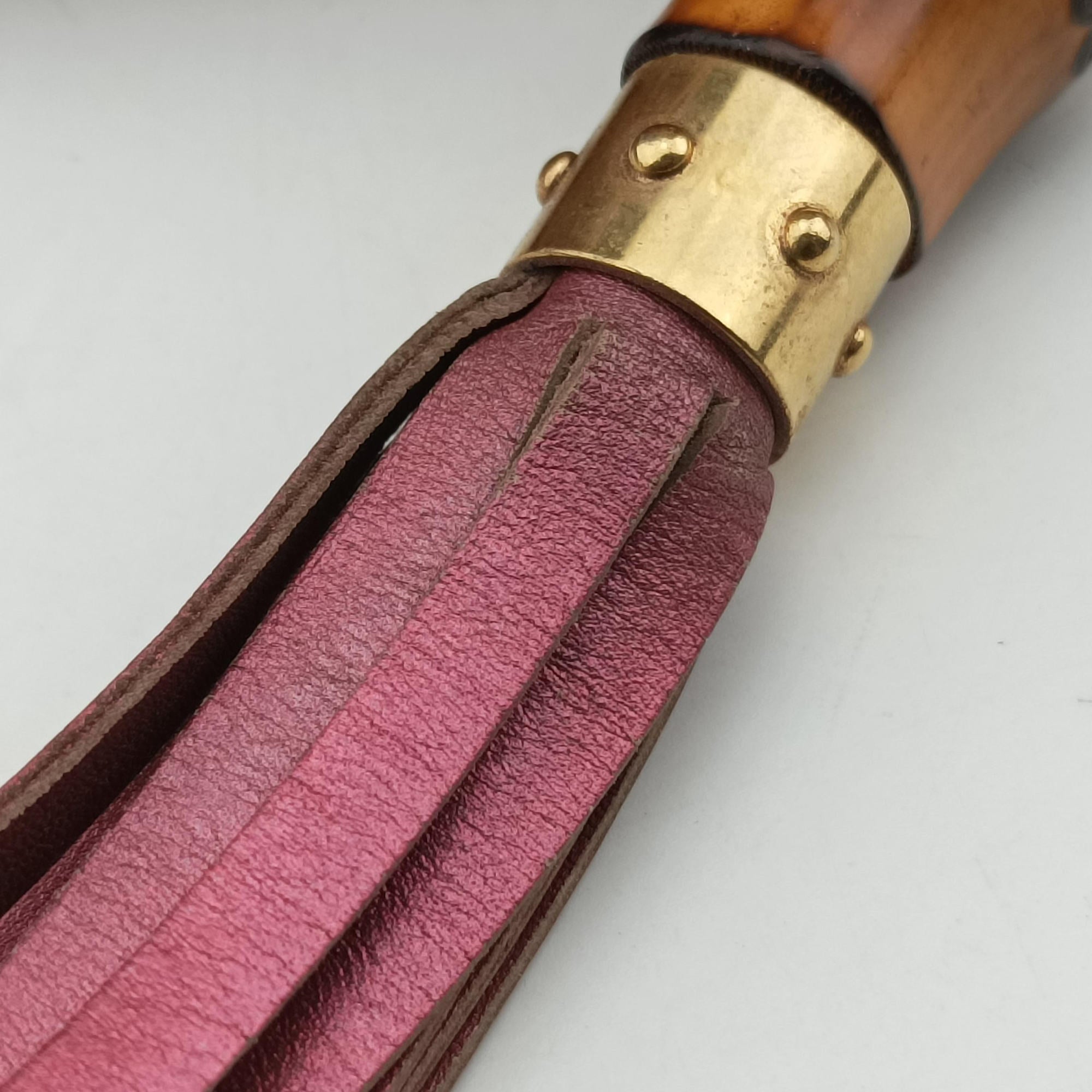 Pre-owned Gucci Microguccissima bamboo camera Pink Leather 309538 shoulderbag | stylenewstar