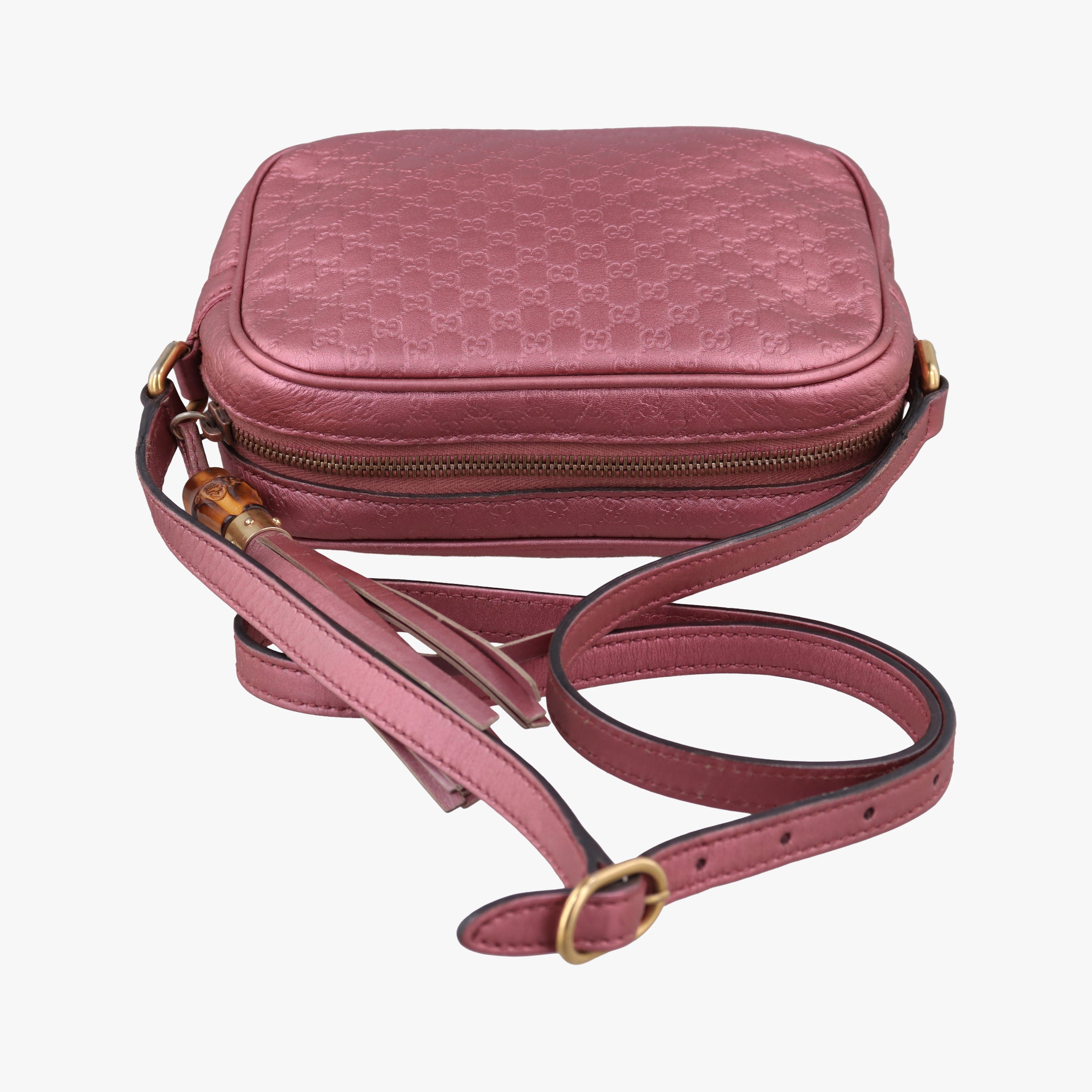 Pre-owned Gucci Microguccissima bamboo camera Pink Leather 309538 shoulderbag | stylenewstar