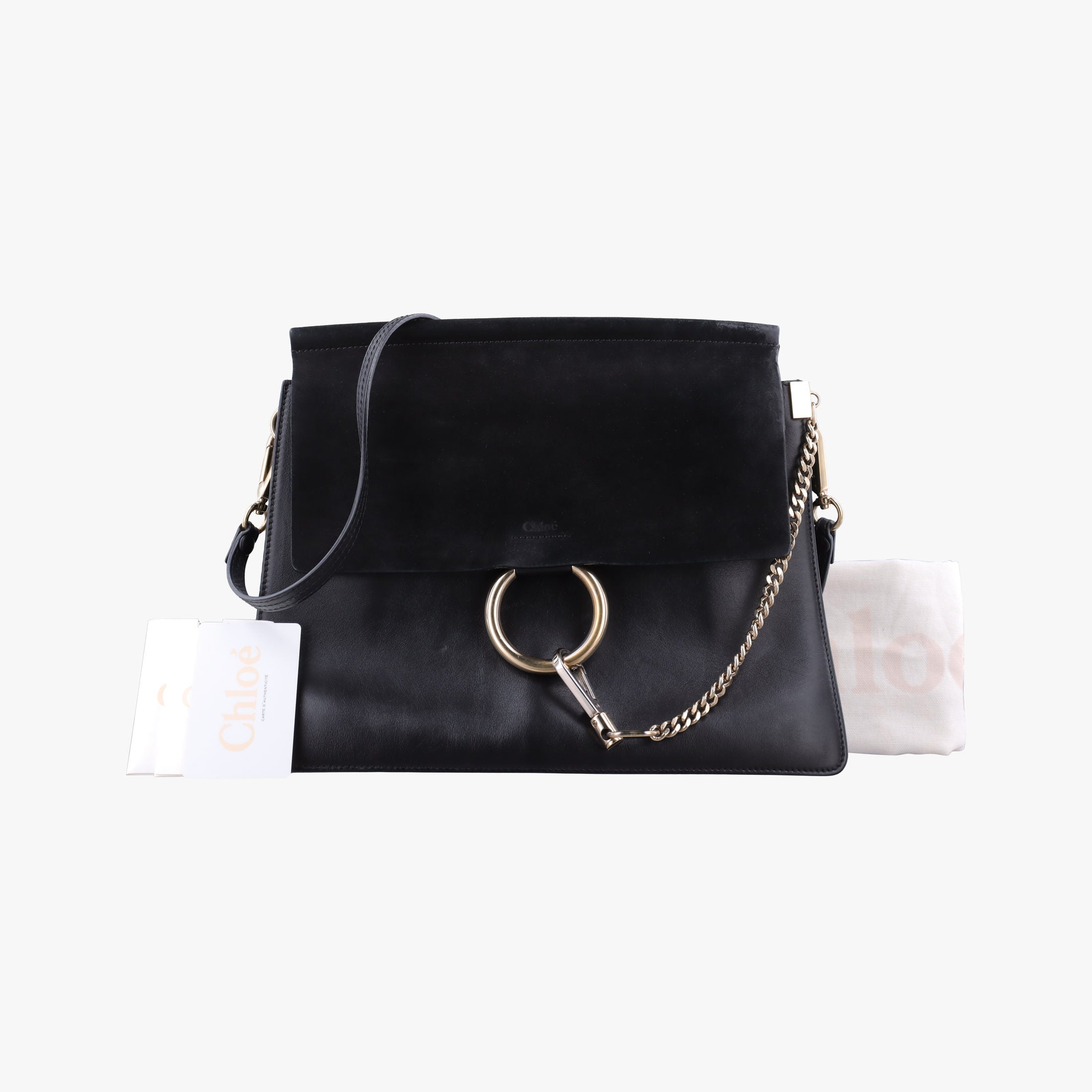 Pre-owned Chloe FAYE Black Suede × leather  shoulderbag | stylenewstar