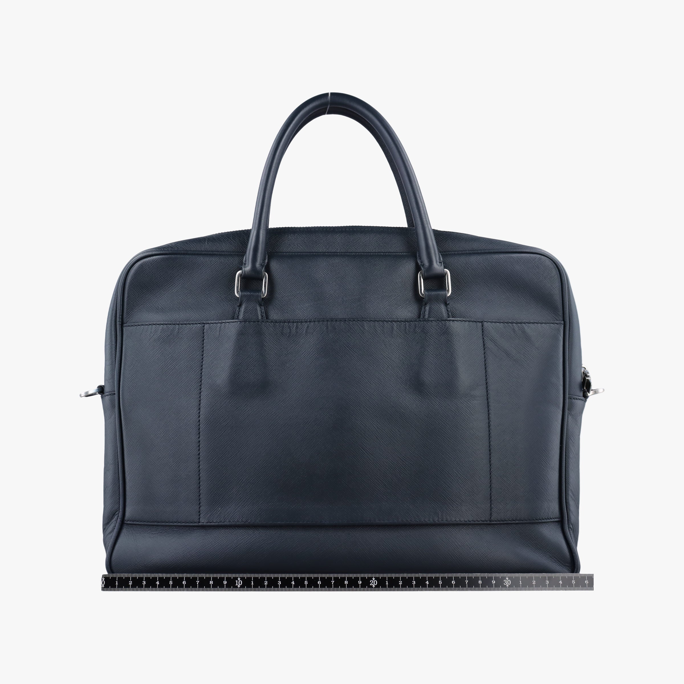 Pre-owned Prada Business Briefcase Navy SAFFIANO Leather 2VE011 shoulderbag | stylenewstar