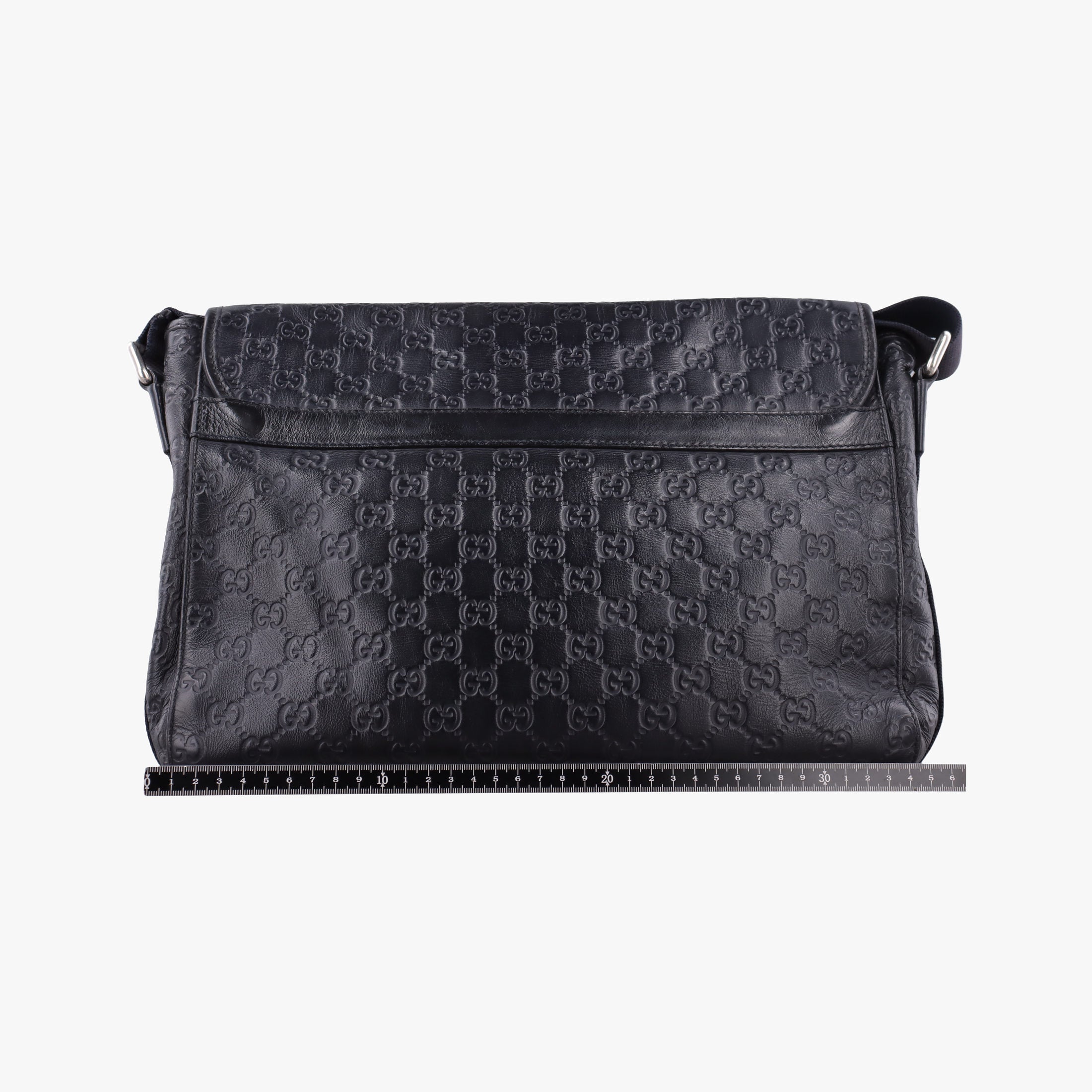 Pre-owned Gucci Guccissima Rubber Messenger Navy Leather 246067 shoulderbag | stylenewstar