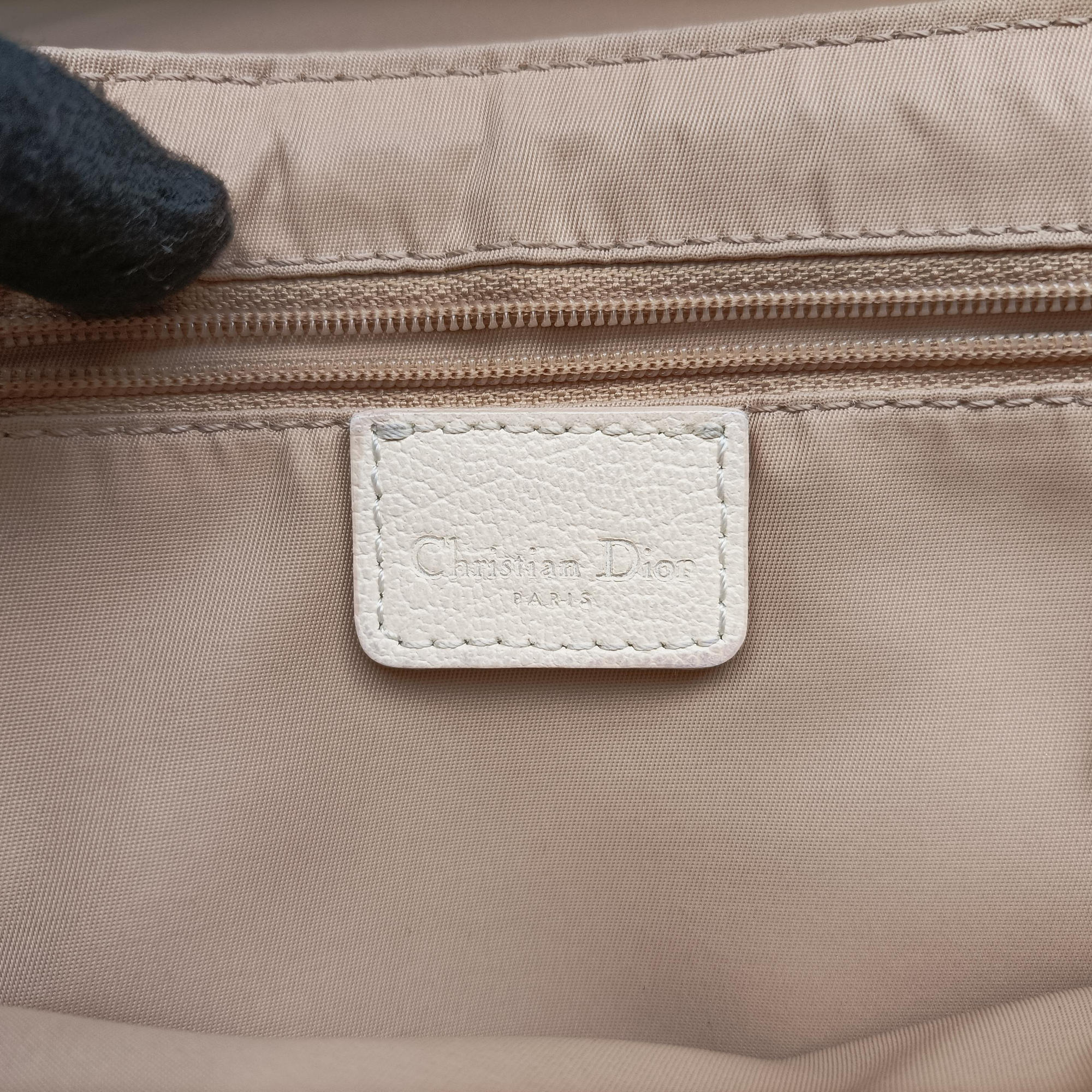 Pre-owned Christian Dior Trotter Flower Beige PVC Coated Canvas Floral Embroidery  shoulderbag | stylenewstar