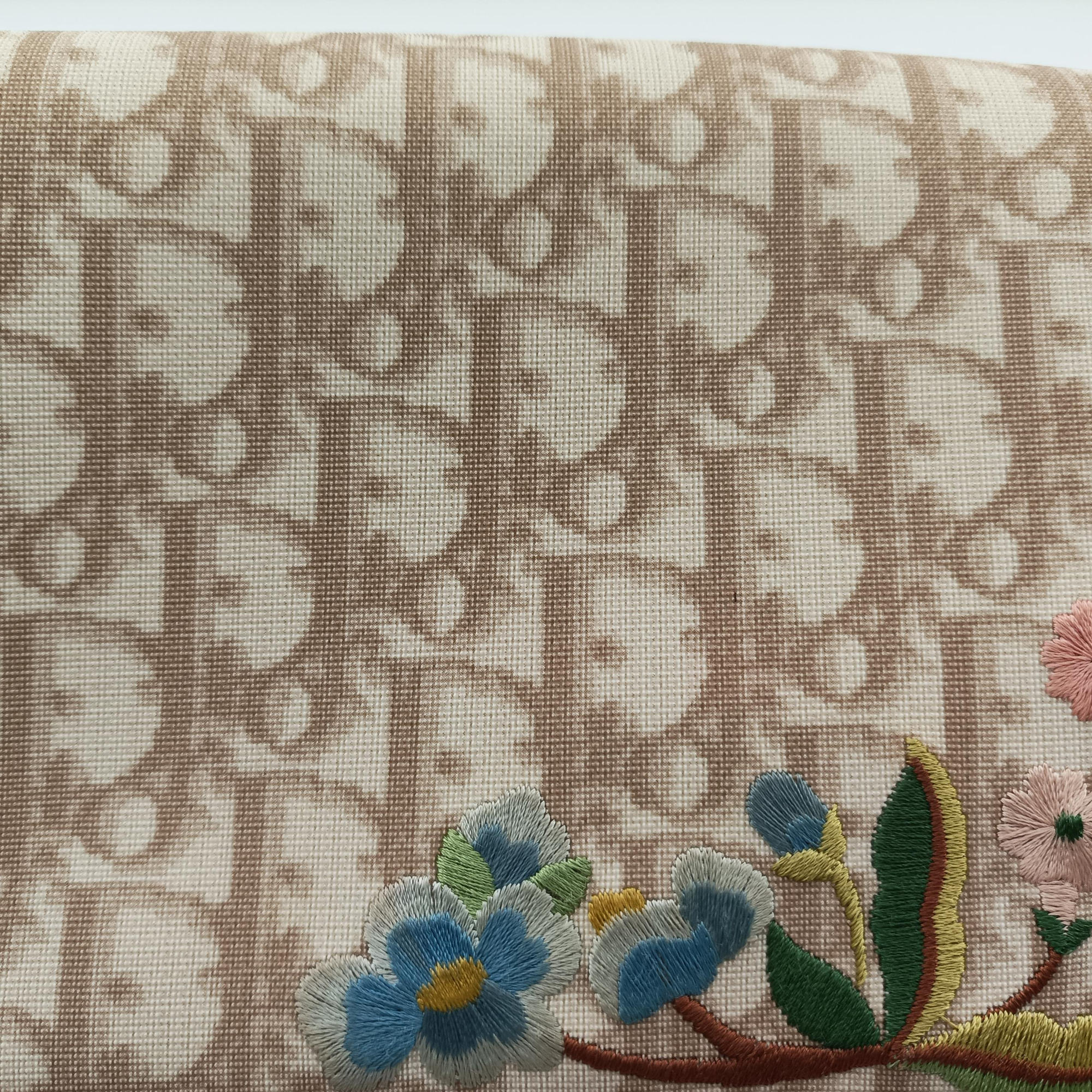 Pre-owned Christian Dior Trotter Flower Beige PVC Coated Canvas Floral Embroidery  shoulderbag | stylenewstar