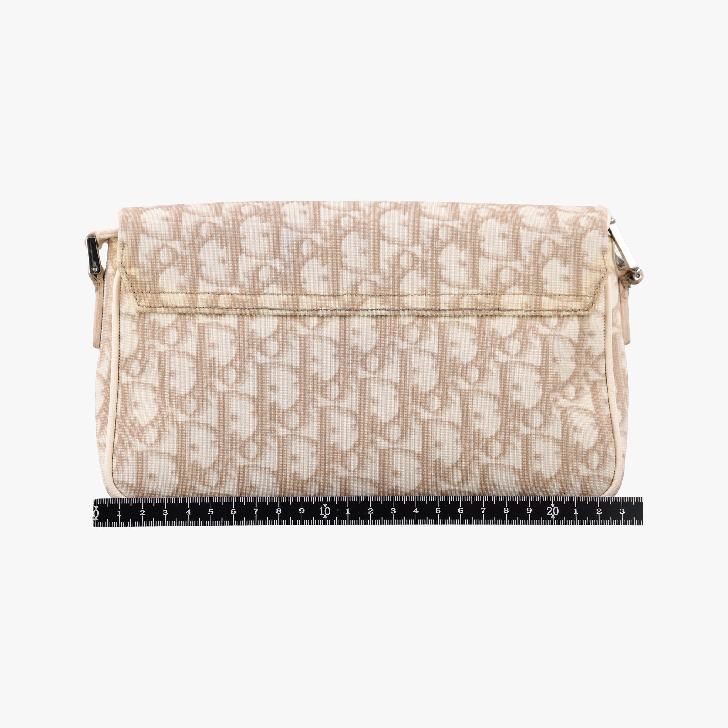 Pre-owned Christian Dior Trotter Flower Beige PVC Coated Canvas Floral Embroidery  shoulderbag | stylenewstar
