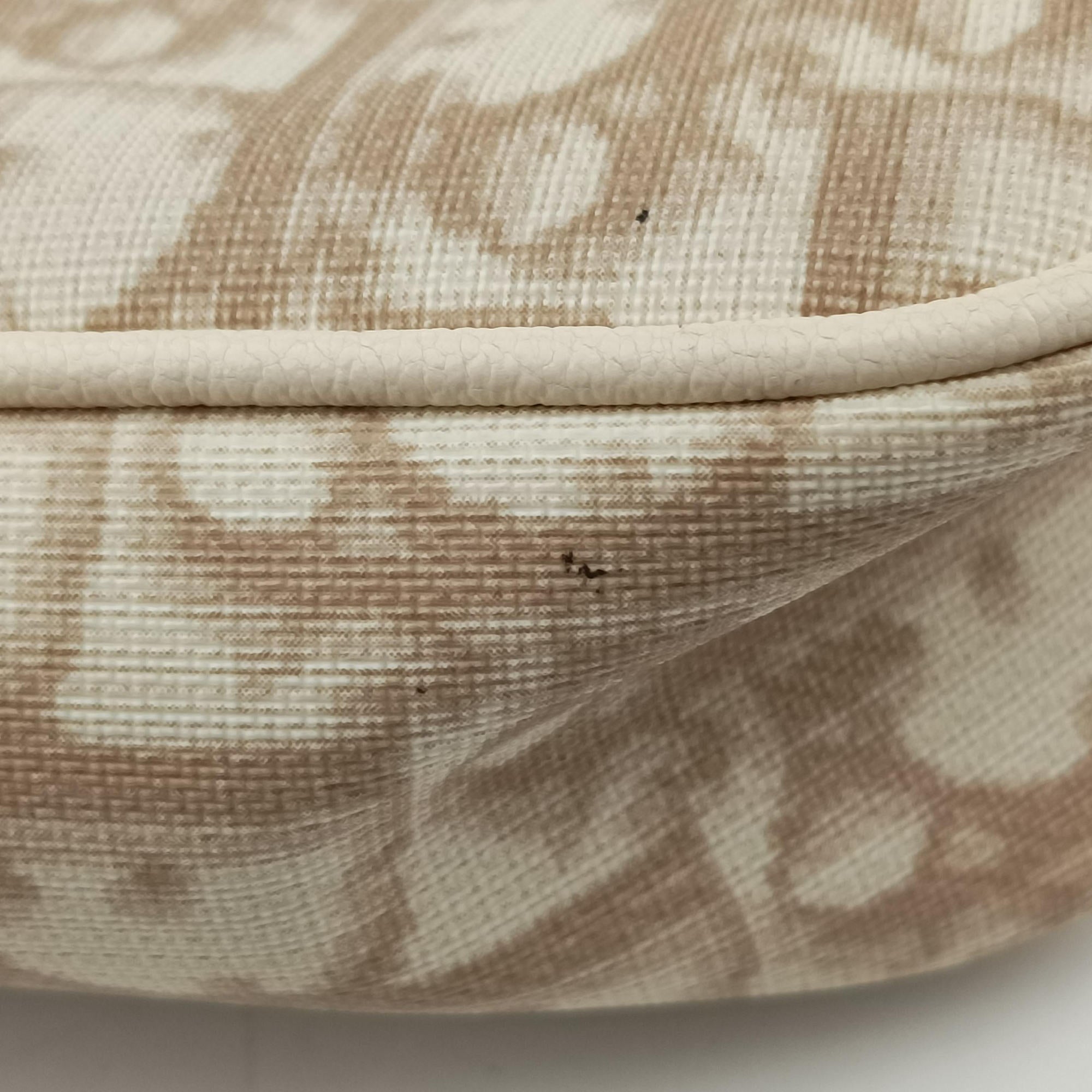 Pre-owned Christian Dior Trotter Flower Beige PVC Coated Canvas Floral Embroidery  shoulderbag | stylenewstar