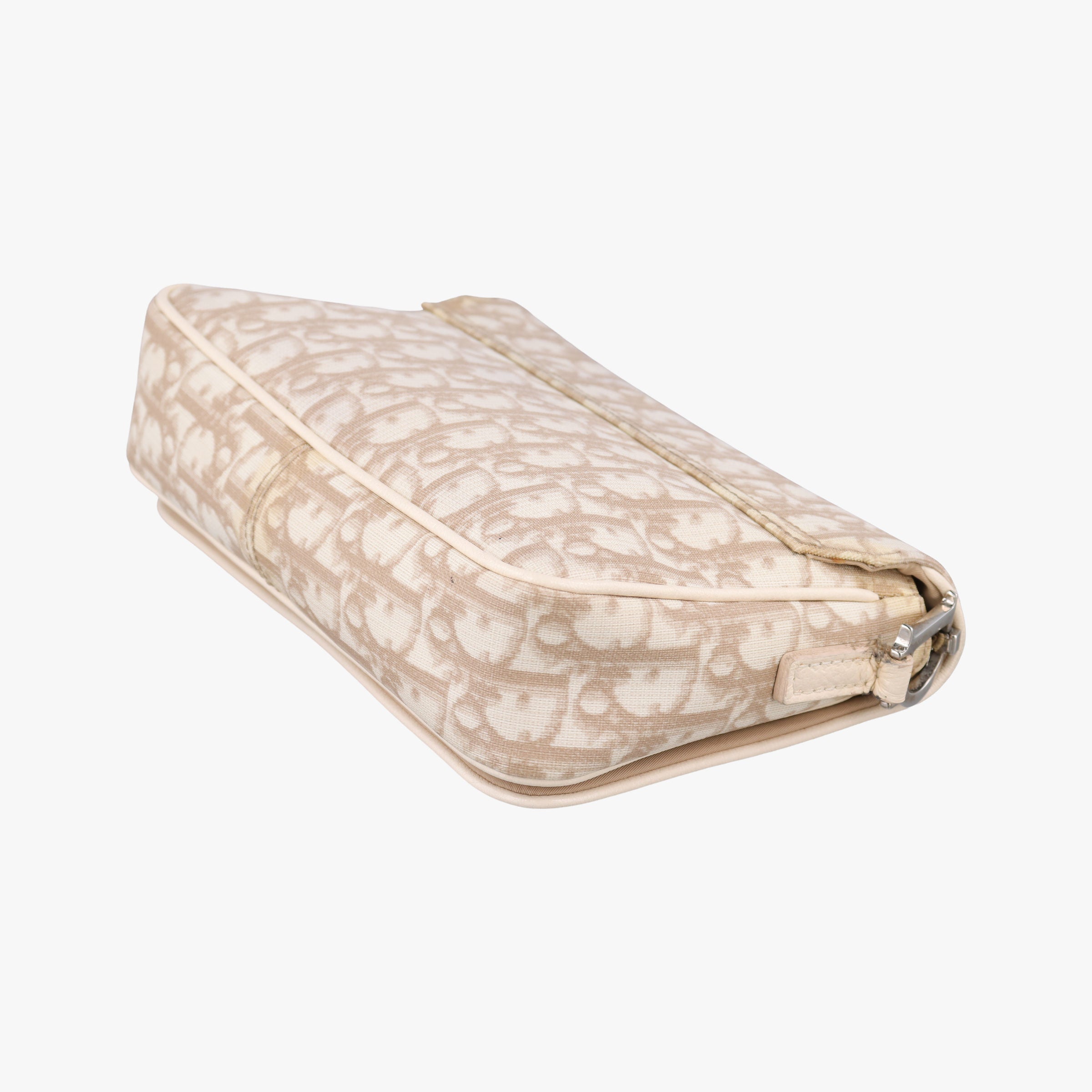 Pre-owned Christian Dior Trotter Flower Beige PVC Coated Canvas Floral Embroidery  shoulderbag | stylenewstar