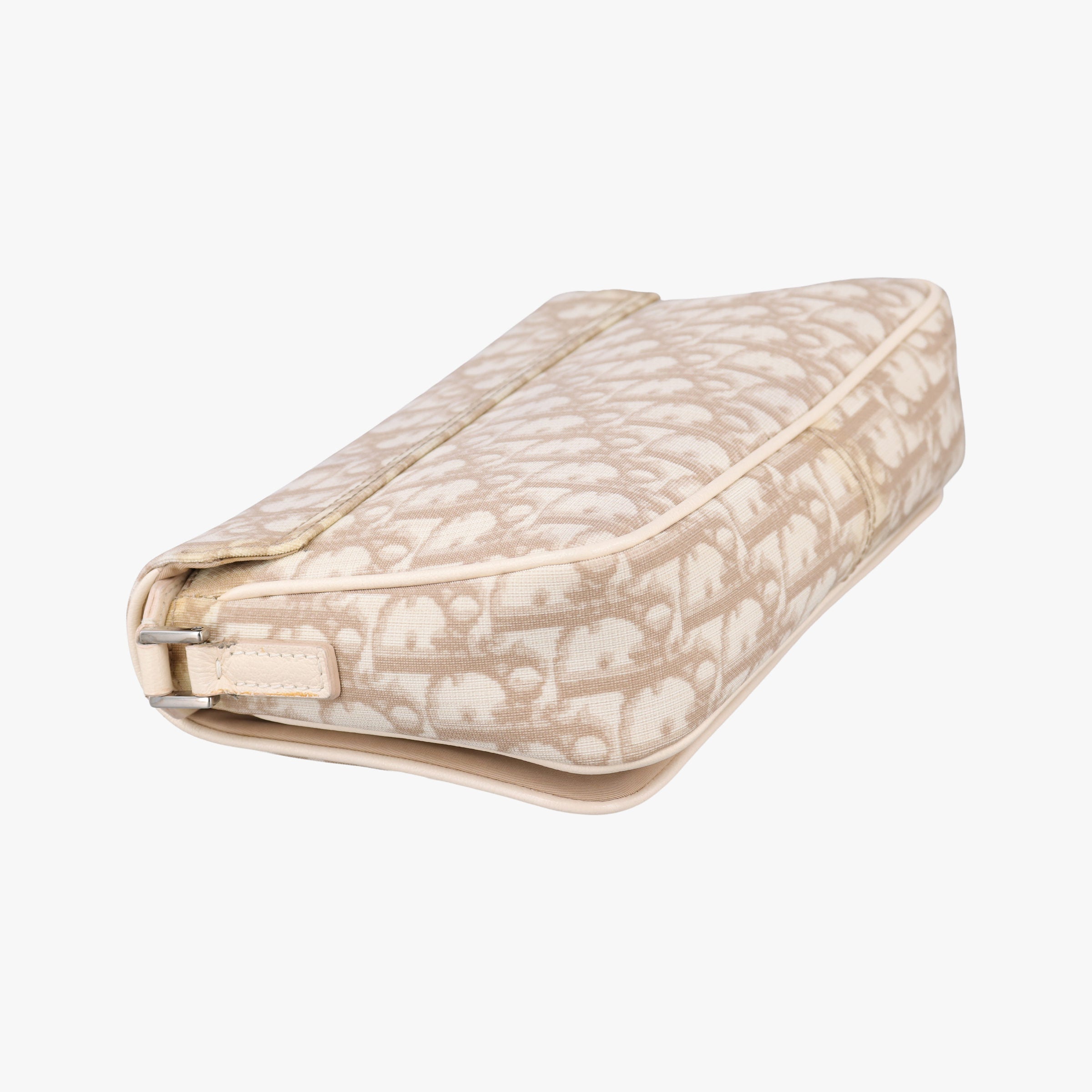 Pre-owned Christian Dior Trotter Flower Beige PVC Coated Canvas Floral Embroidery  shoulderbag | stylenewstar