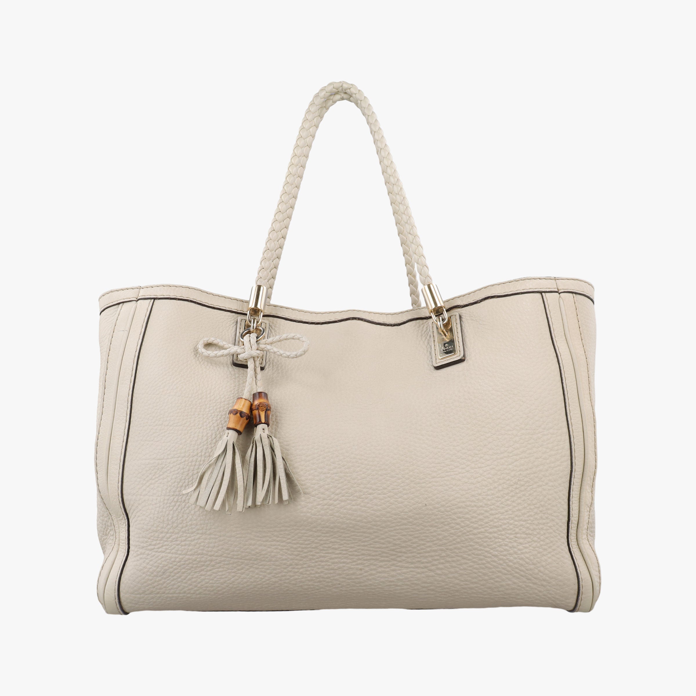 Vintage Gucci Bella Bamboo Tassel fringe White Leather 269945 handbag | stylenewstar