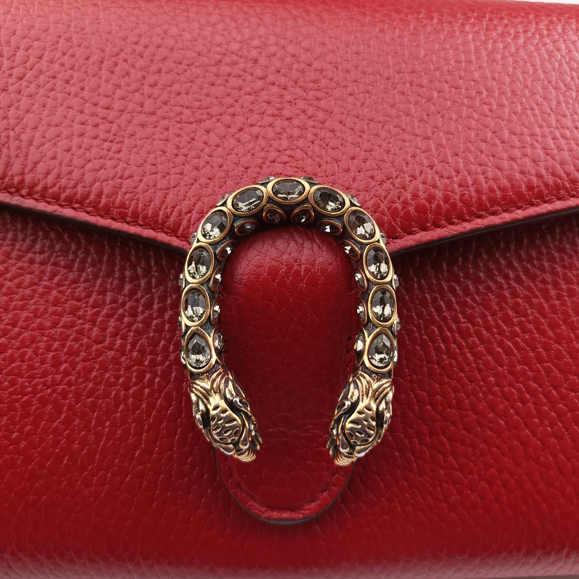 Pre-owned Gucci Dionysus Red Leather 401231 shoulderbag | stylenewstar