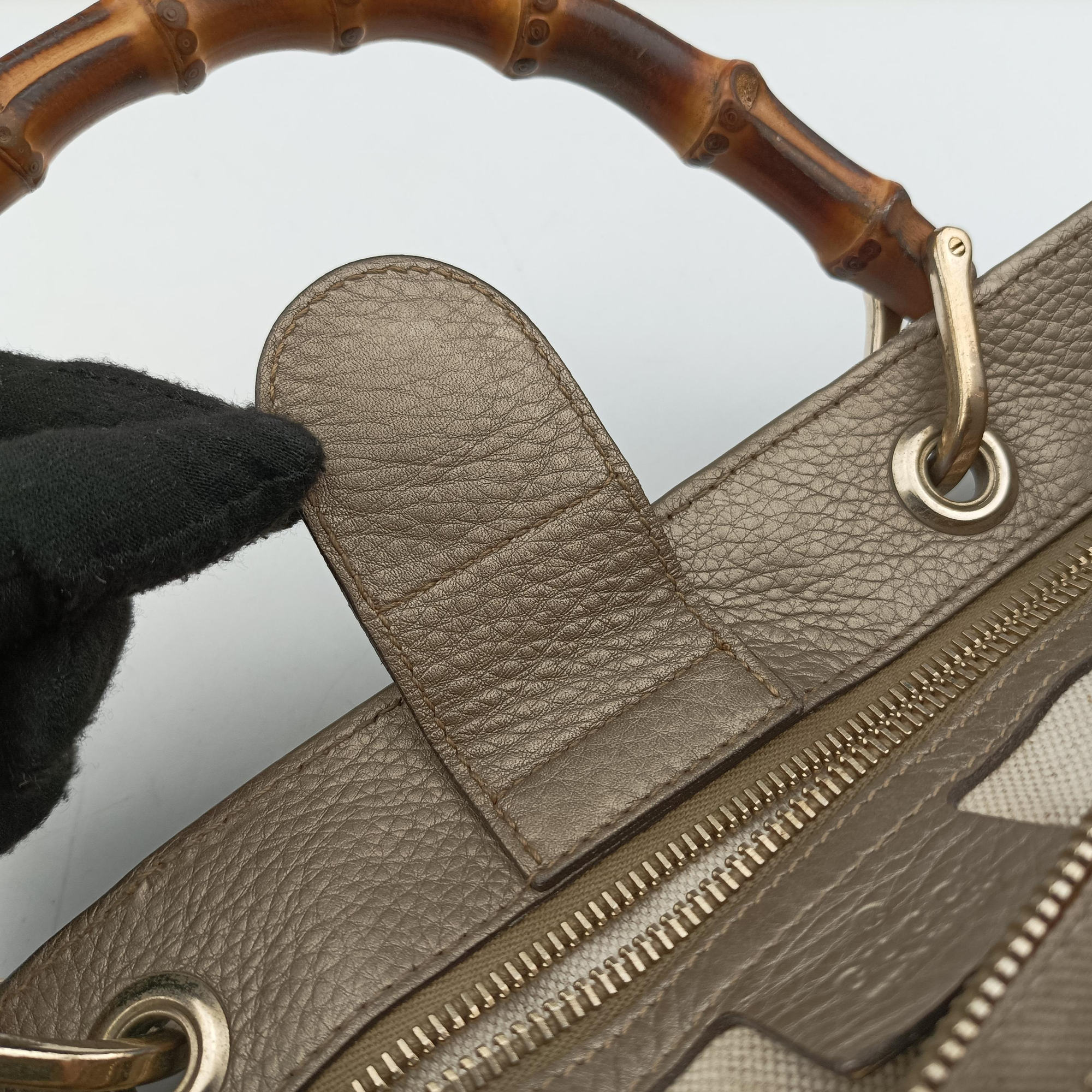 Pre-owned Gucci Bamboo Shopper Golden Leather 323660 shoulderbag | stylenewstar