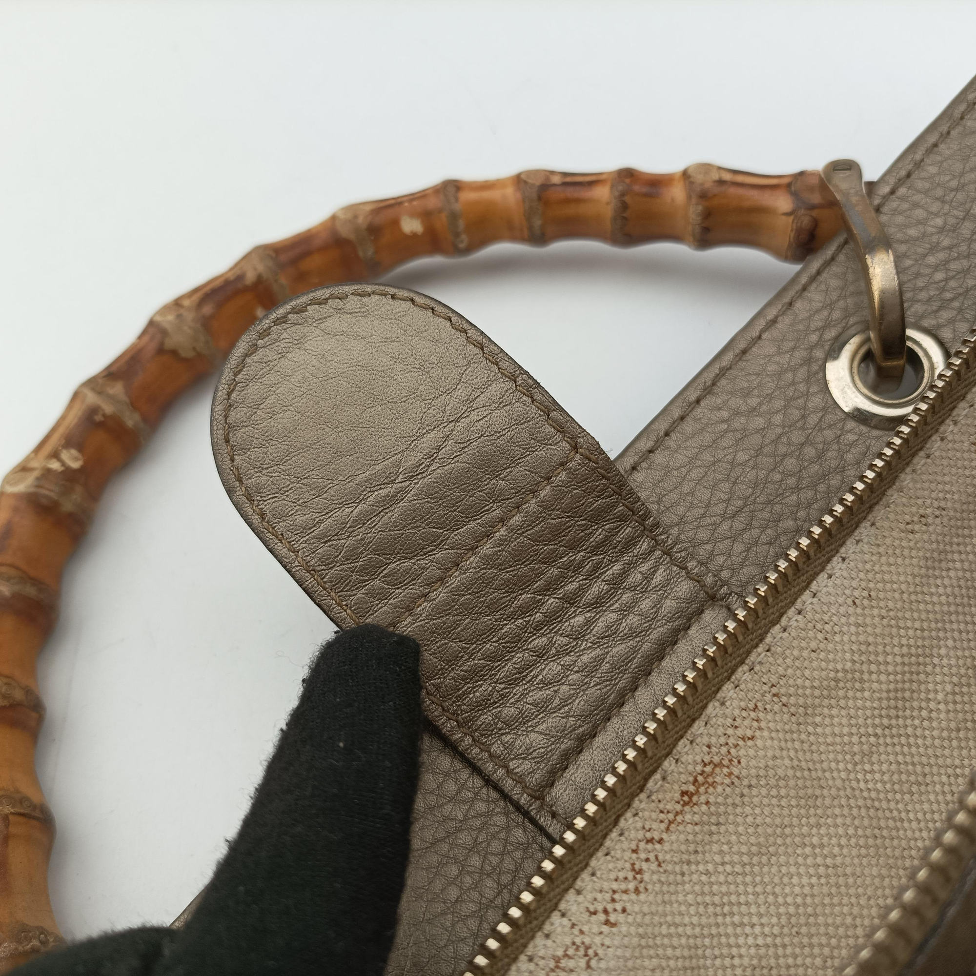 Pre-owned Gucci Bamboo Shopper Golden Leather 323660 shoulderbag | stylenewstar