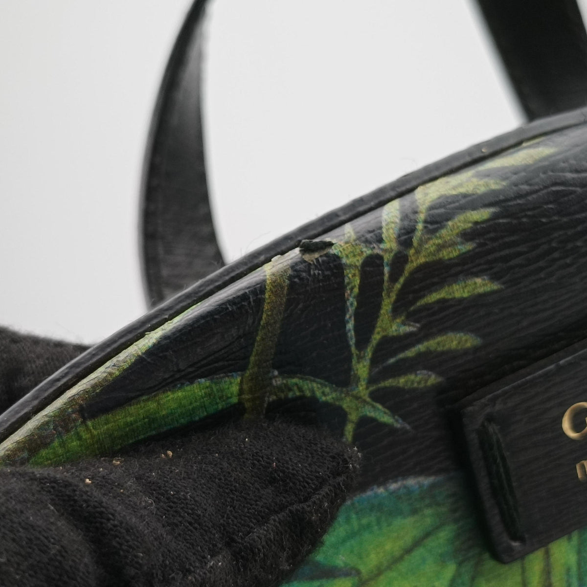 Pre-owned Gucci Tropical Print Black x Multicolour Leather 406370 backpack/rucksack | stylenewstar