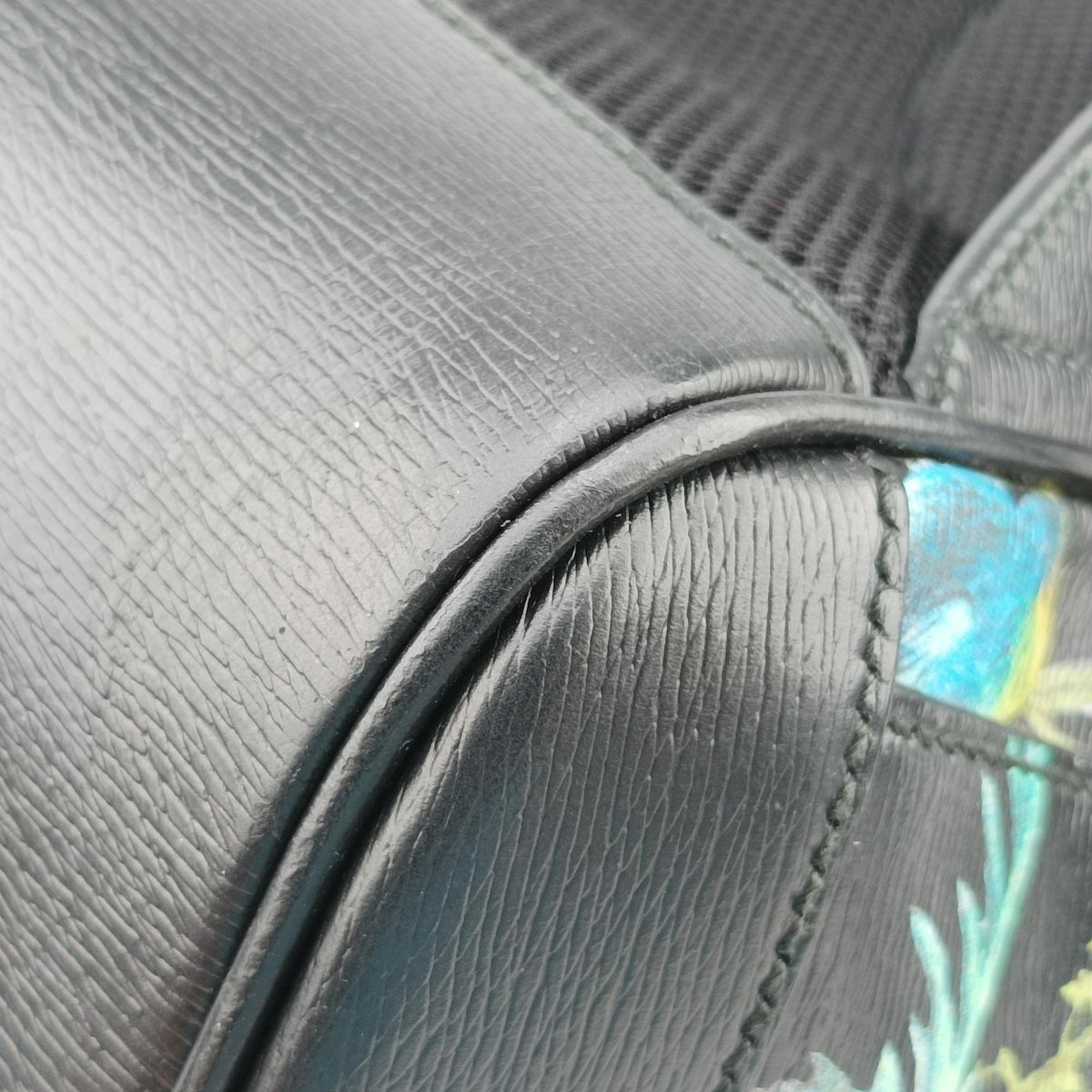 Pre-owned Gucci Tropical Print Black x Multicolour Leather 406370 backpack/rucksack | stylenewstar