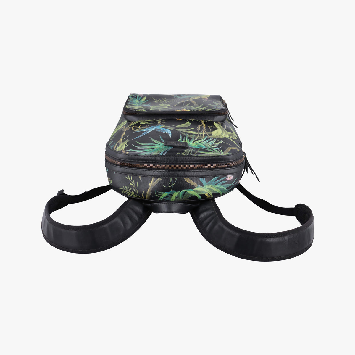 Pre-owned Gucci Tropical Print Black x Multicolour Leather 406370 backpack/rucksack | stylenewstar