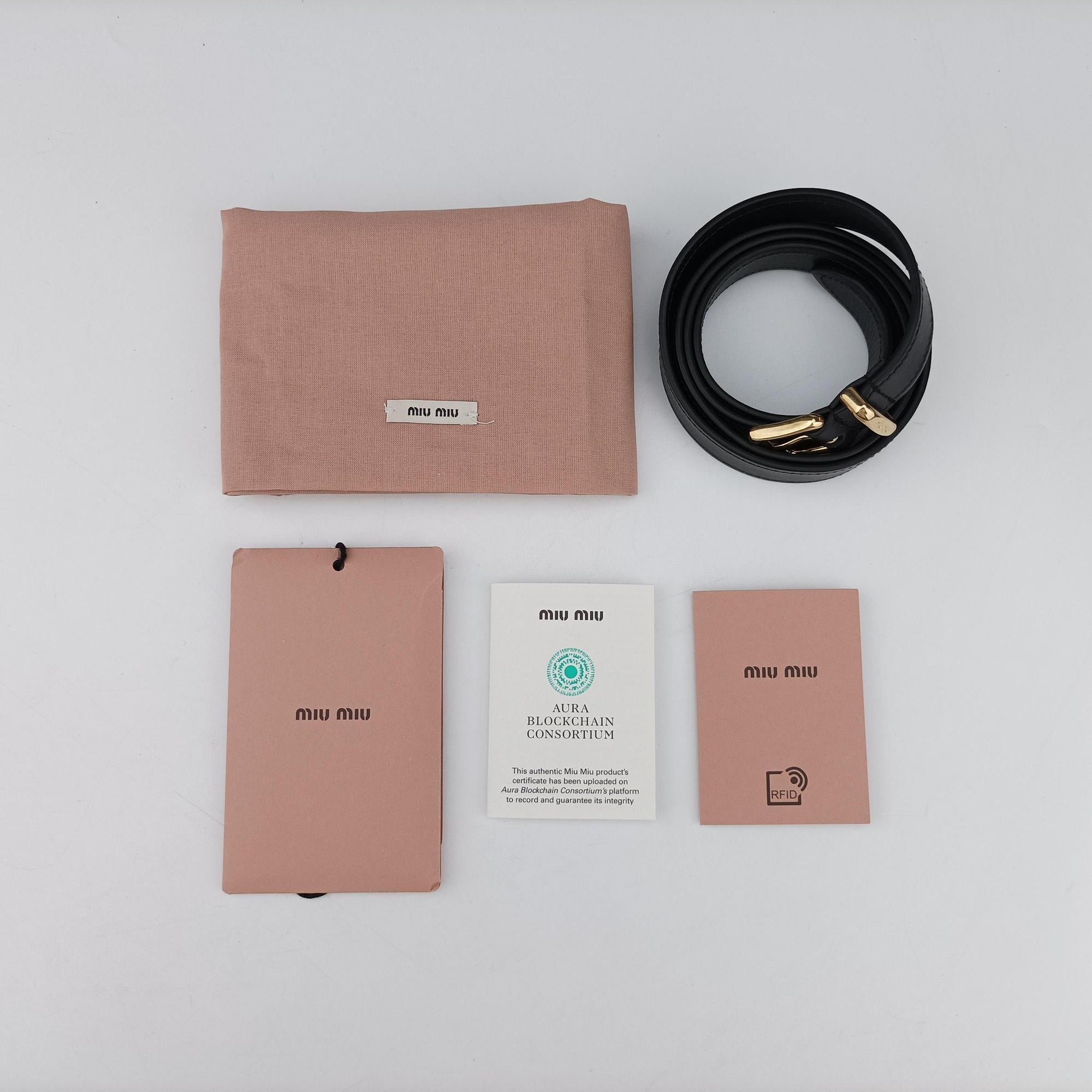 Pre-owned Miu Miu Logo belt Black leather  bum bag/waist bag | stylenewstar