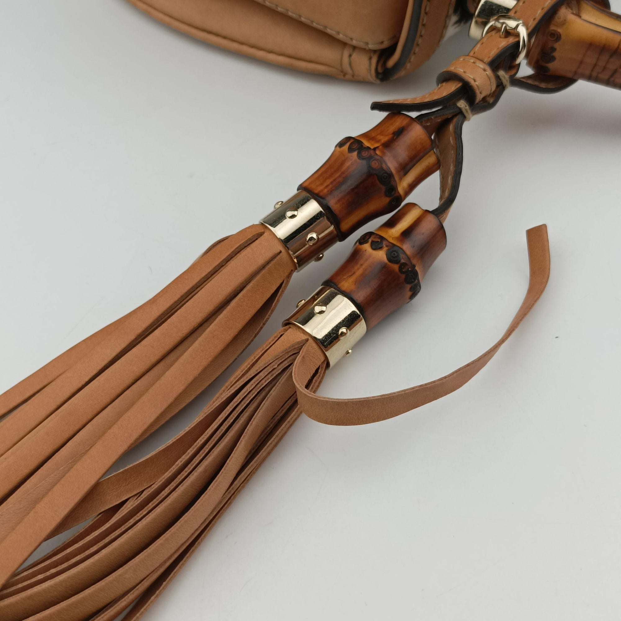Pre-owned Gucci New Bamboo Beige×Multicolour ponyhair×leather 254884 shoulderbag | stylenewstar