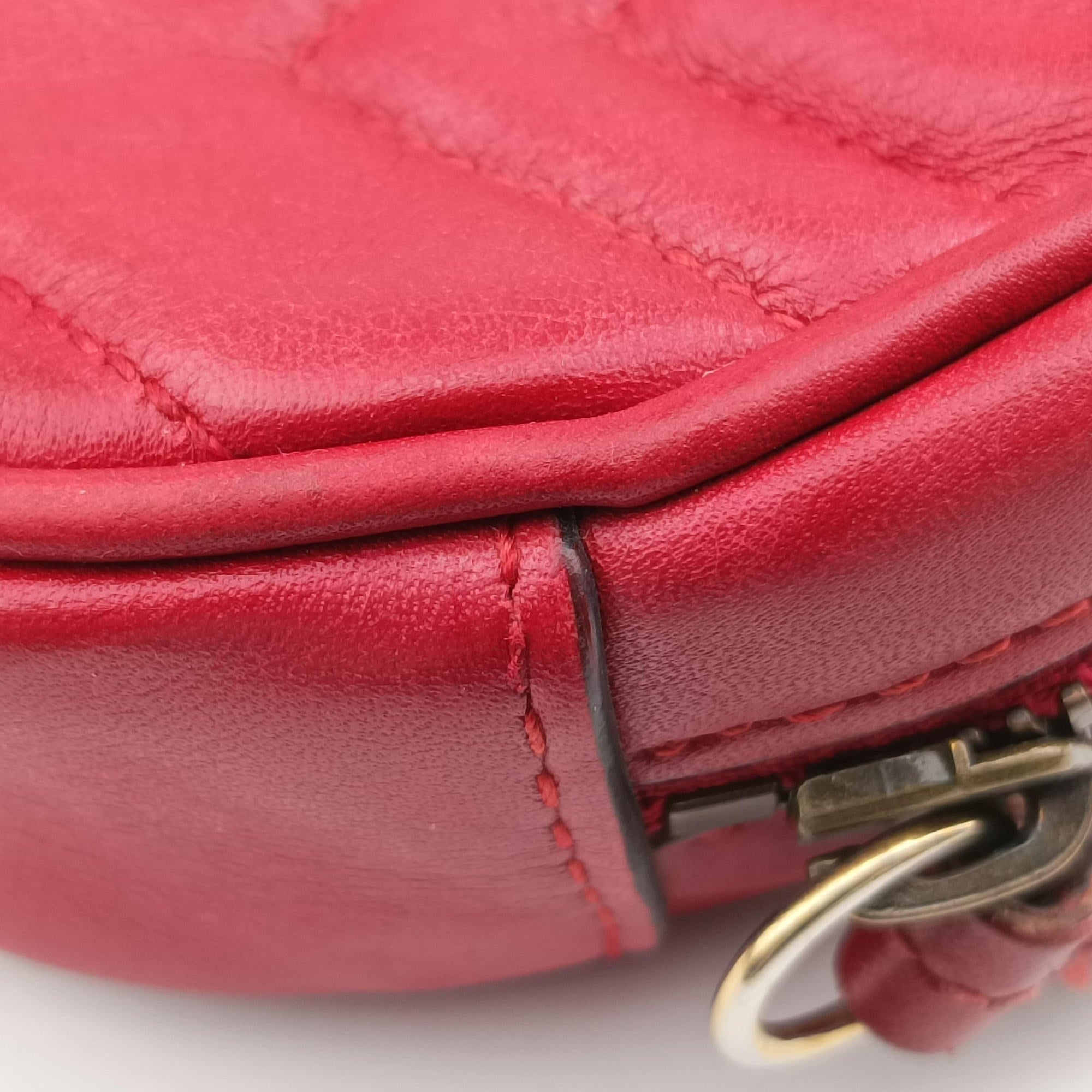 Pre-owned Gucci GG Marmont Red Leather 476434 bum bag/waist bag | stylenewstar