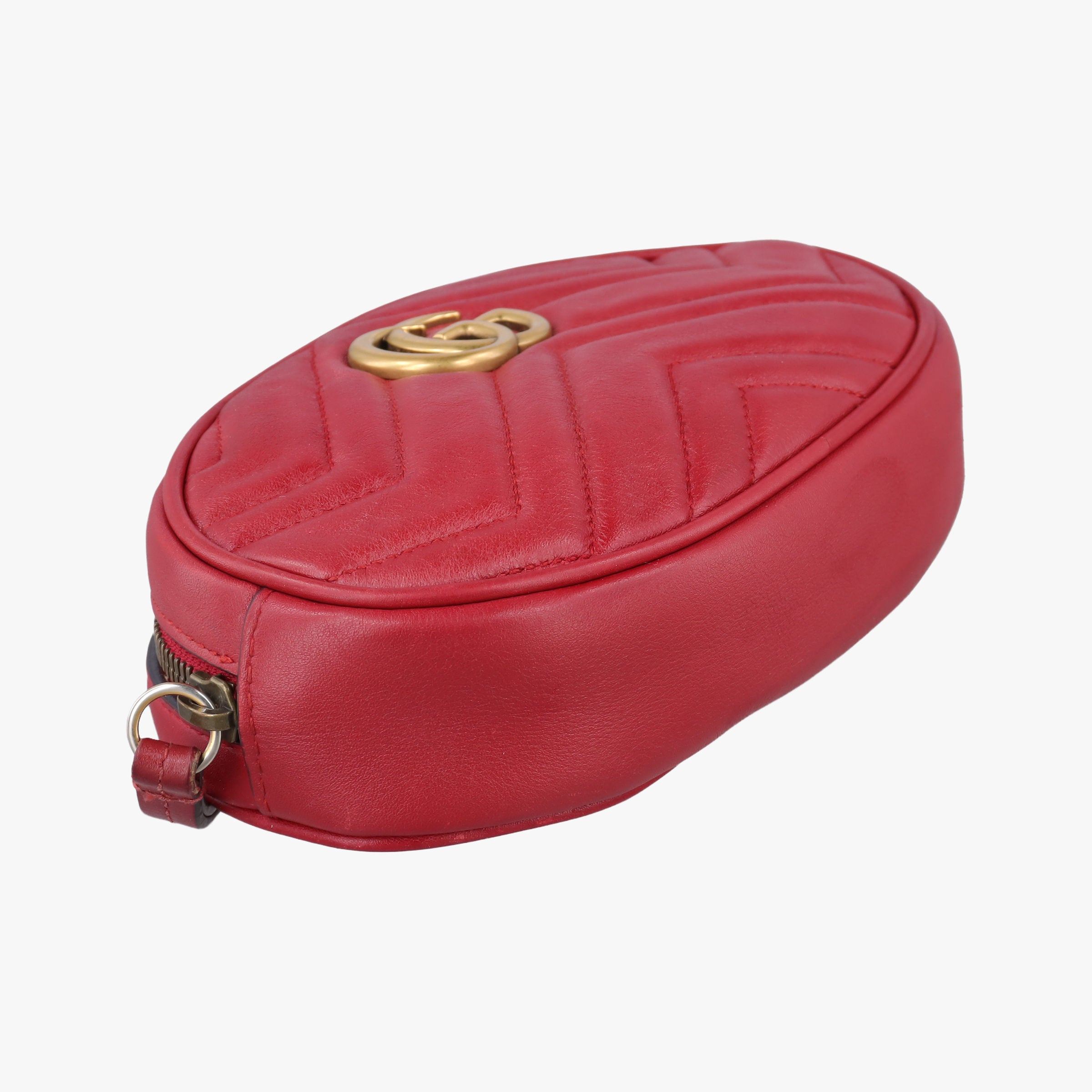 Pre-owned Gucci GG Marmont Red Leather 476434 bum bag/waist bag | stylenewstar