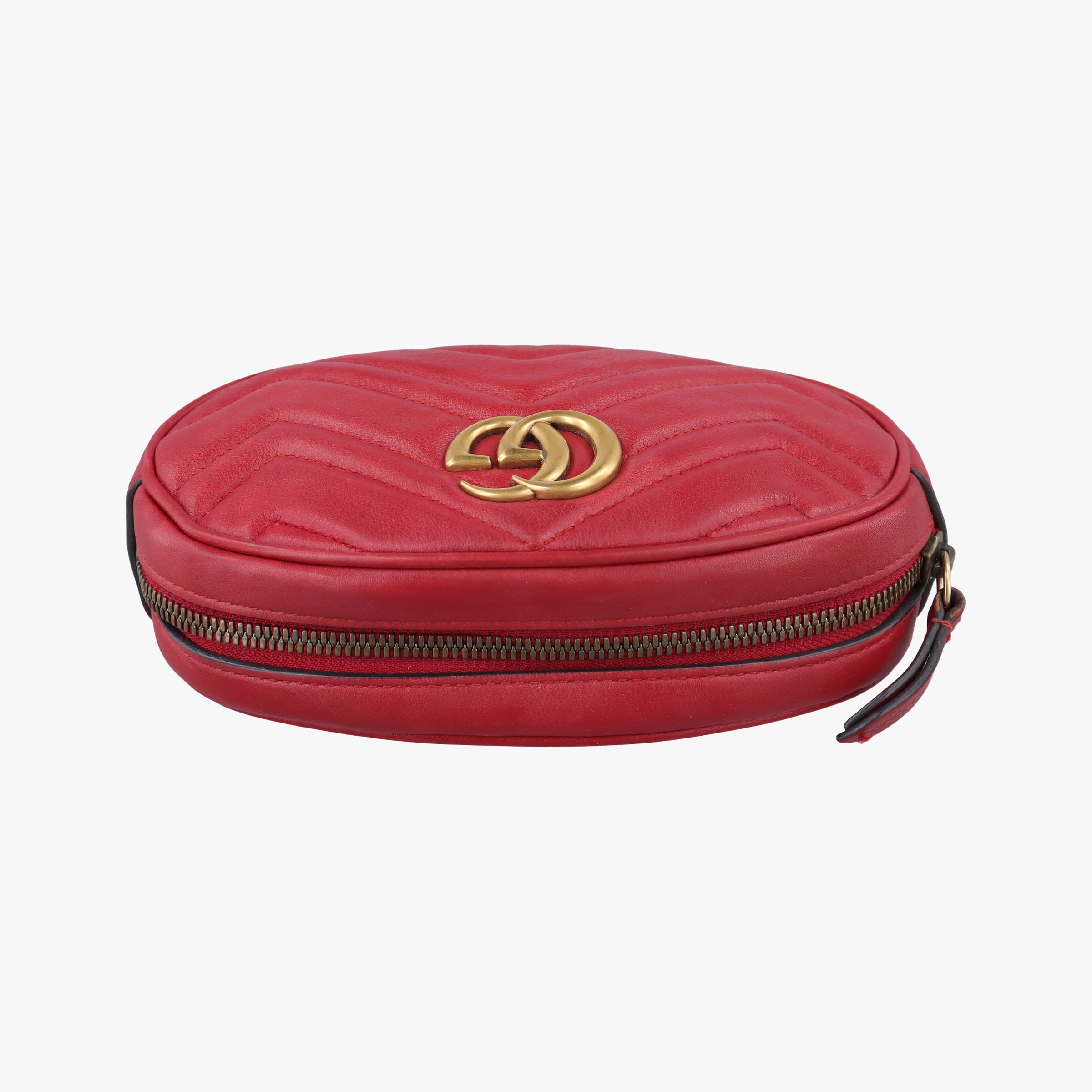 Pre-owned Gucci GG Marmont Red Leather 476434 bum bag/waist bag | stylenewstar