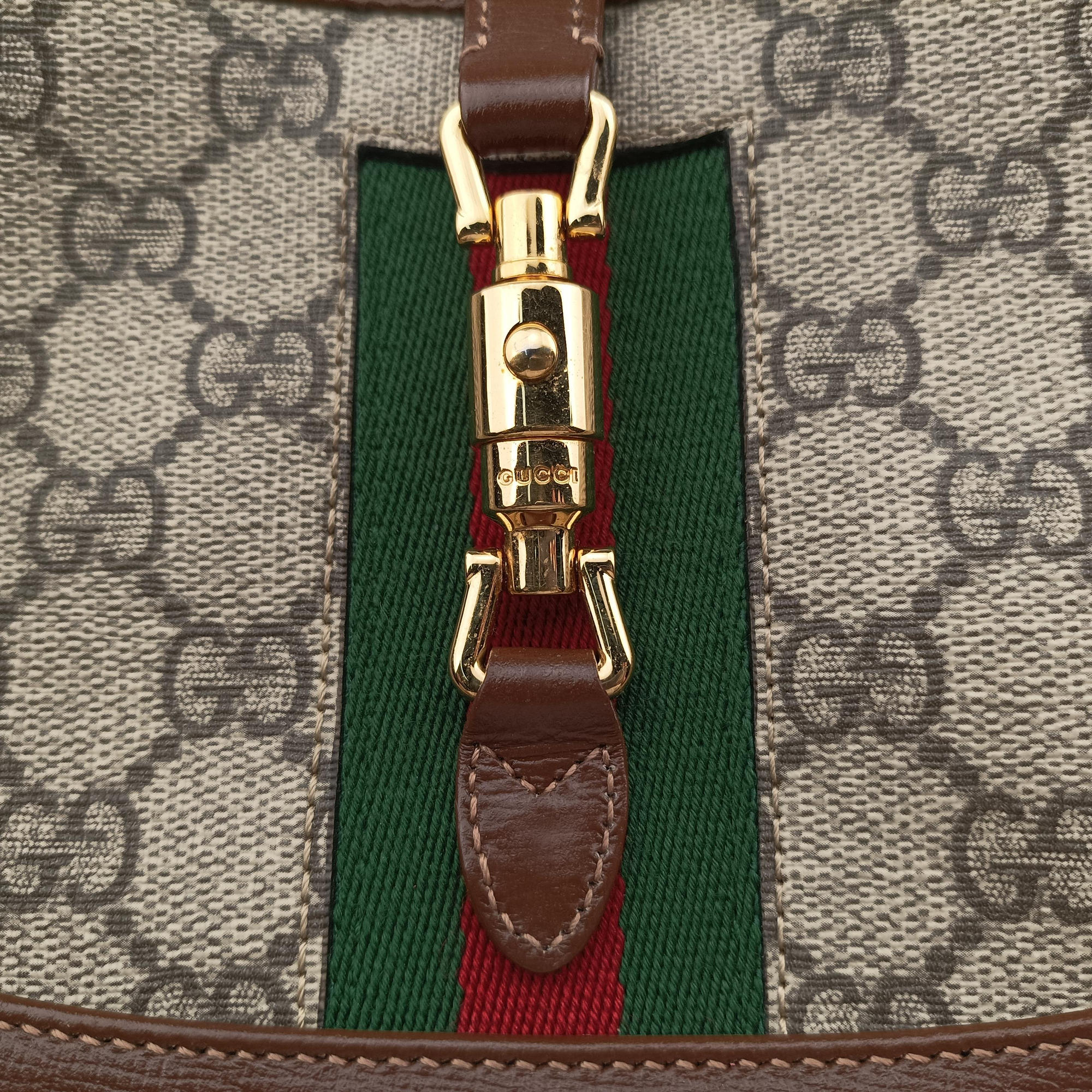 Vintage Gucci Jackie 1961 GG Supreme brown x beige x multicolor PVC coated canvas×Leather 637092 shoulderbag | stylenewstar