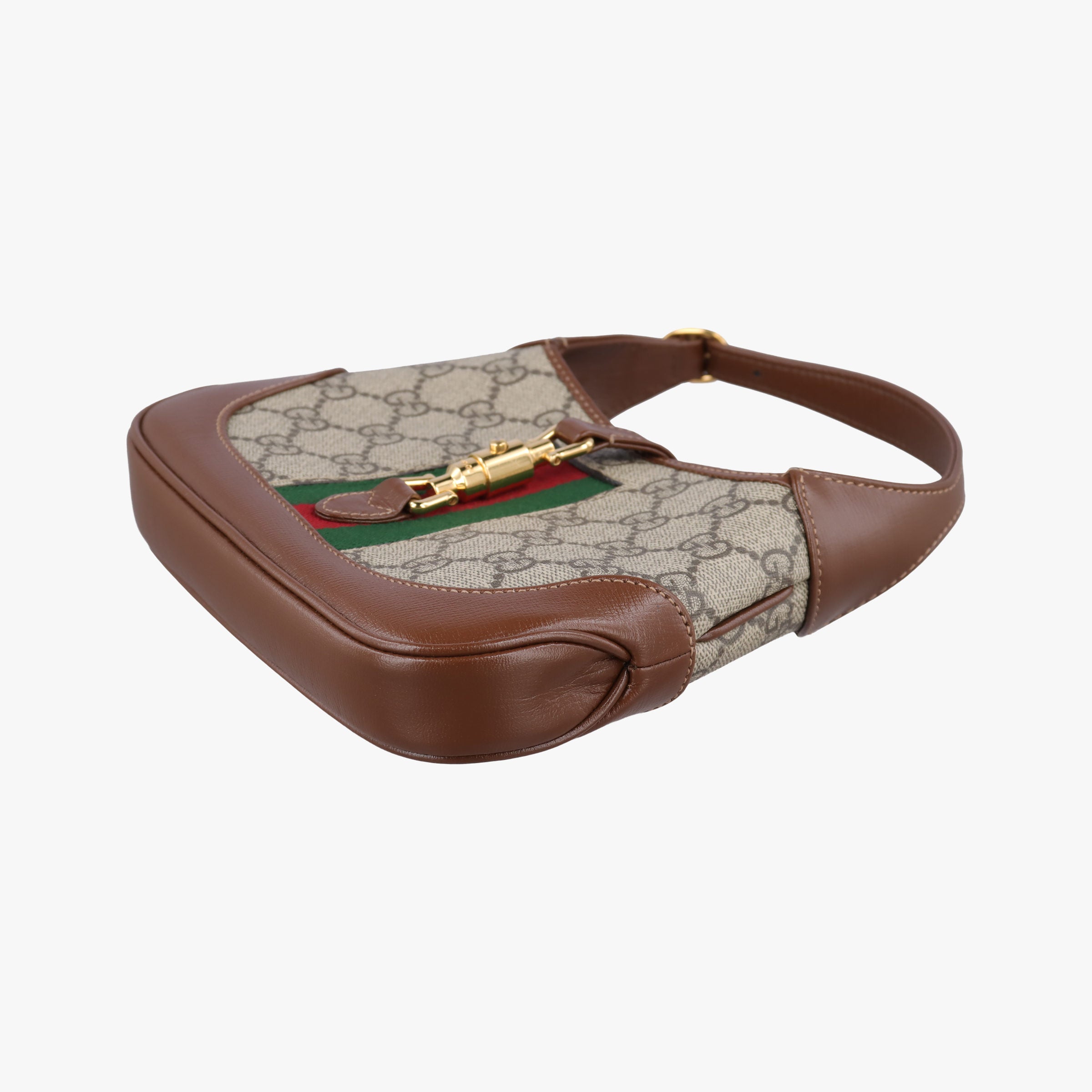 Vintage Gucci Jackie 1961 GG Supreme brown x beige x multicolor PVC coated canvas×Leather 637092 shoulderbag | stylenewstar