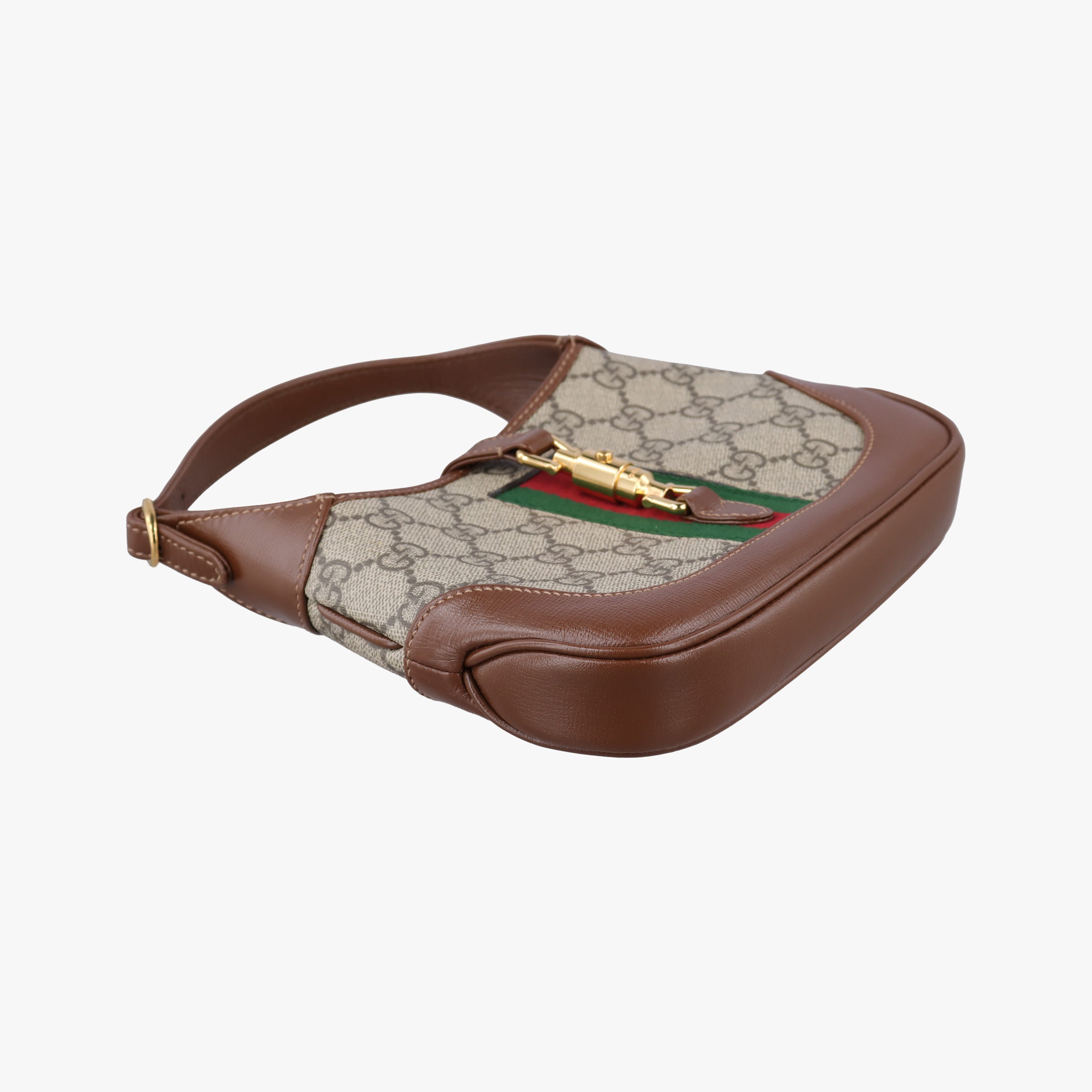 Vintage Gucci Jackie 1961 GG Supreme brown x beige x multicolor PVC coated canvas×Leather 637092 shoulderbag | stylenewstar