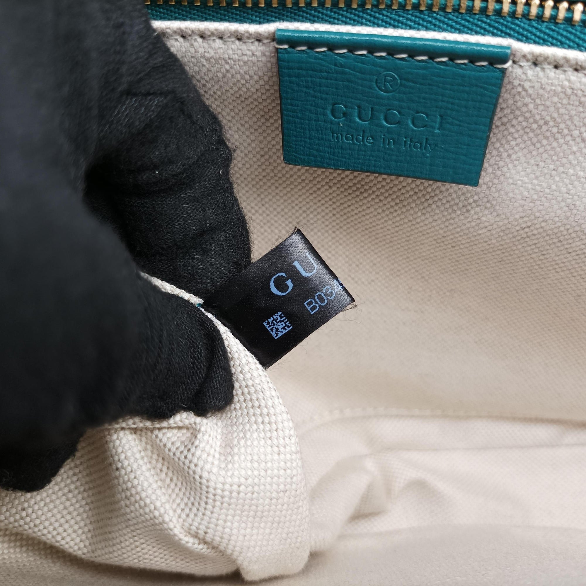 Pre-owned Gucci The Hacker Project Horsebit 1955 Green × Blue Leather 602204 shoulderbag | stylenewstar