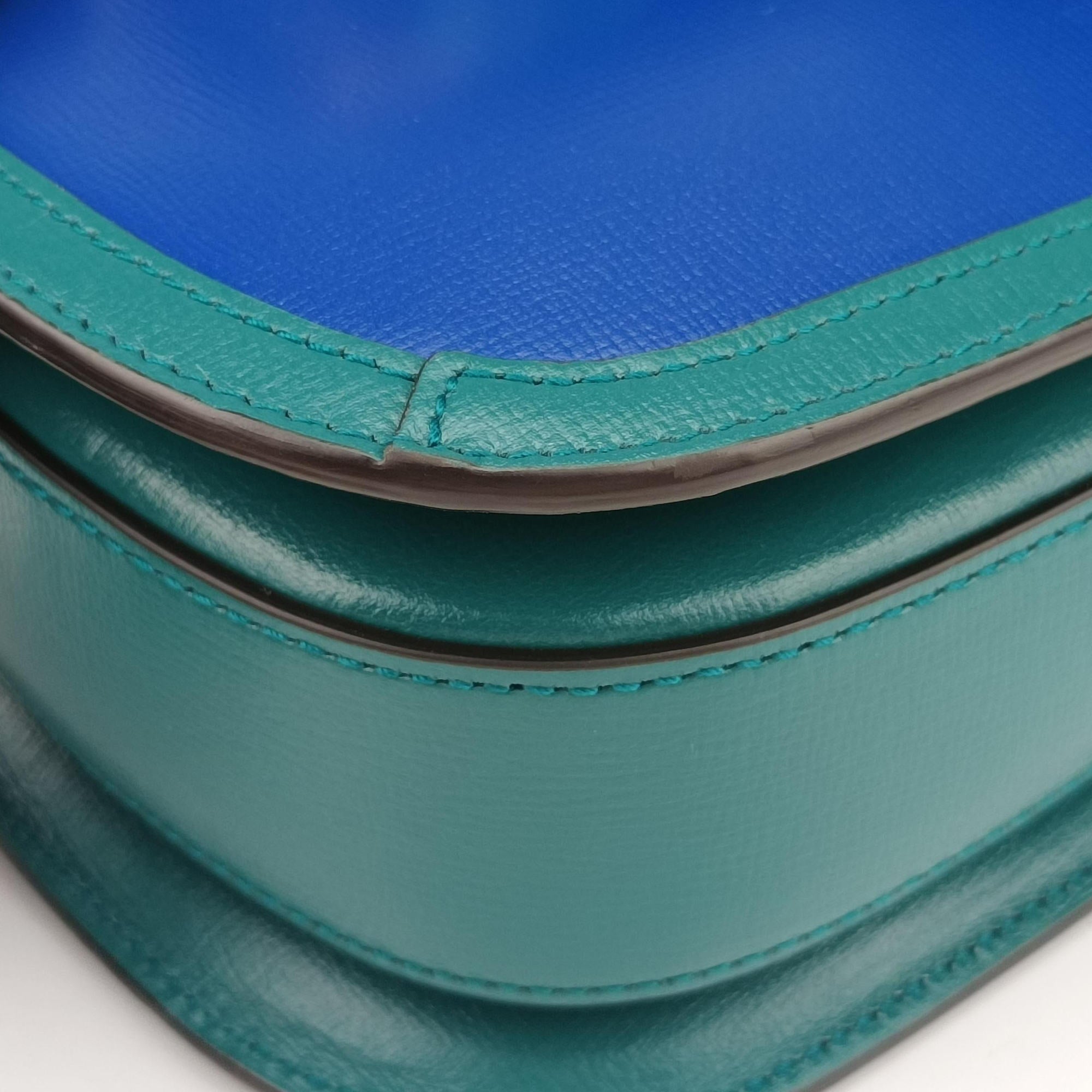 Pre-owned Gucci The Hacker Project Horsebit 1955 Green × Blue Leather 602204 shoulderbag | stylenewstar