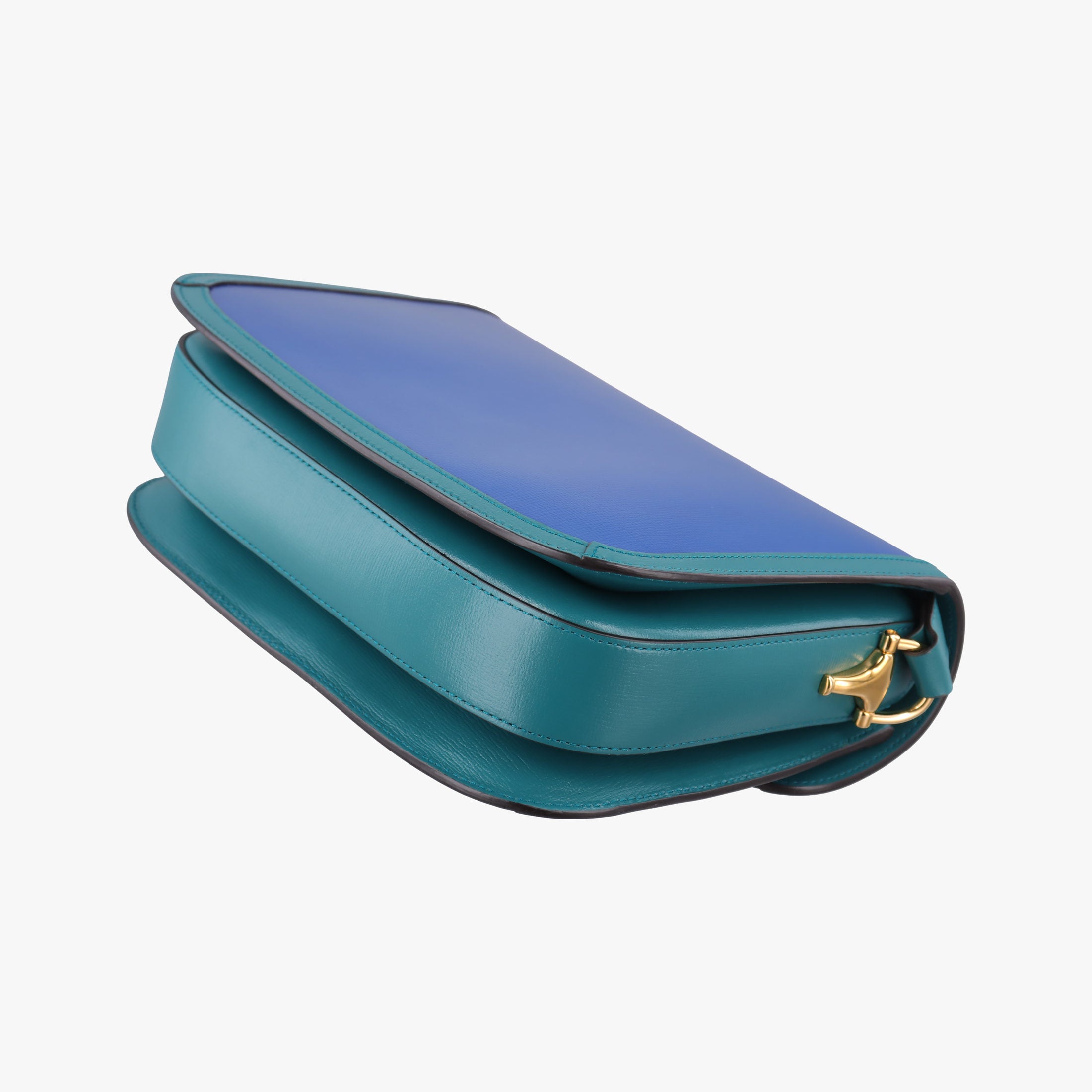 Pre-owned Gucci The Hacker Project Horsebit 1955 Green × Blue Leather 602204 shoulderbag | stylenewstar