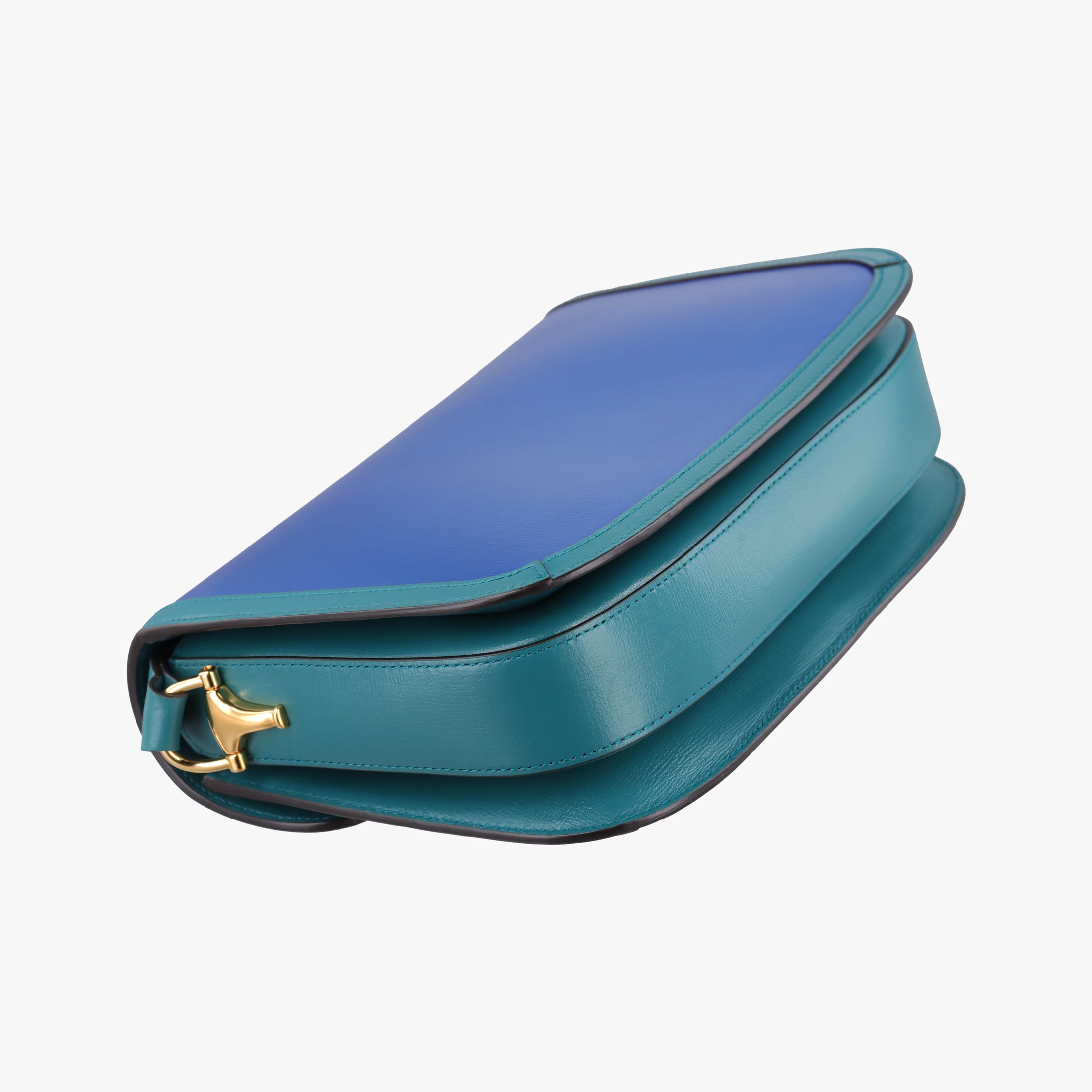 Pre-owned Gucci The Hacker Project Horsebit 1955 Green × Blue Leather 602204 shoulderbag | stylenewstar
