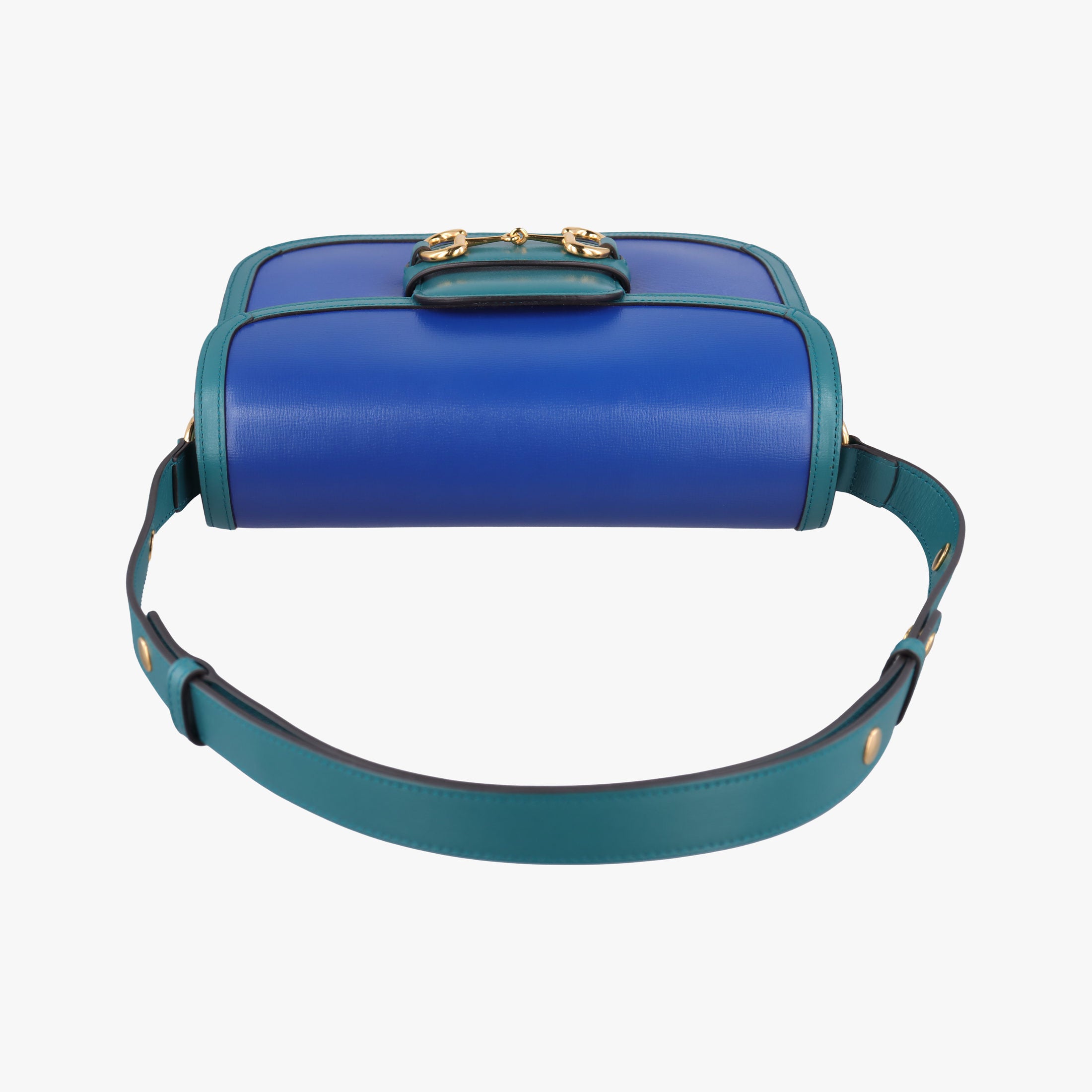Pre-owned Gucci The Hacker Project Horsebit 1955 Green × Blue Leather 602204 shoulderbag | stylenewstar
