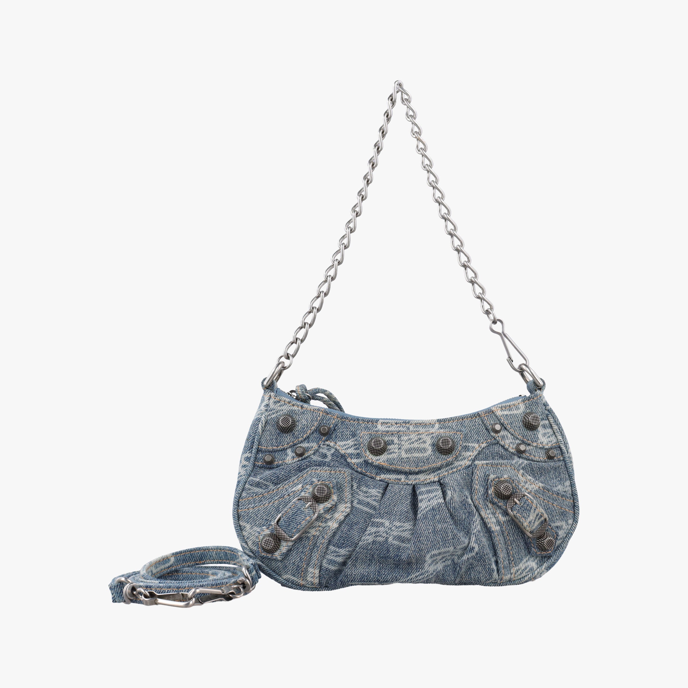 Pre-owned Balenciaga Le Cagole mini Blue denim  shoulderbag | stylenewstar