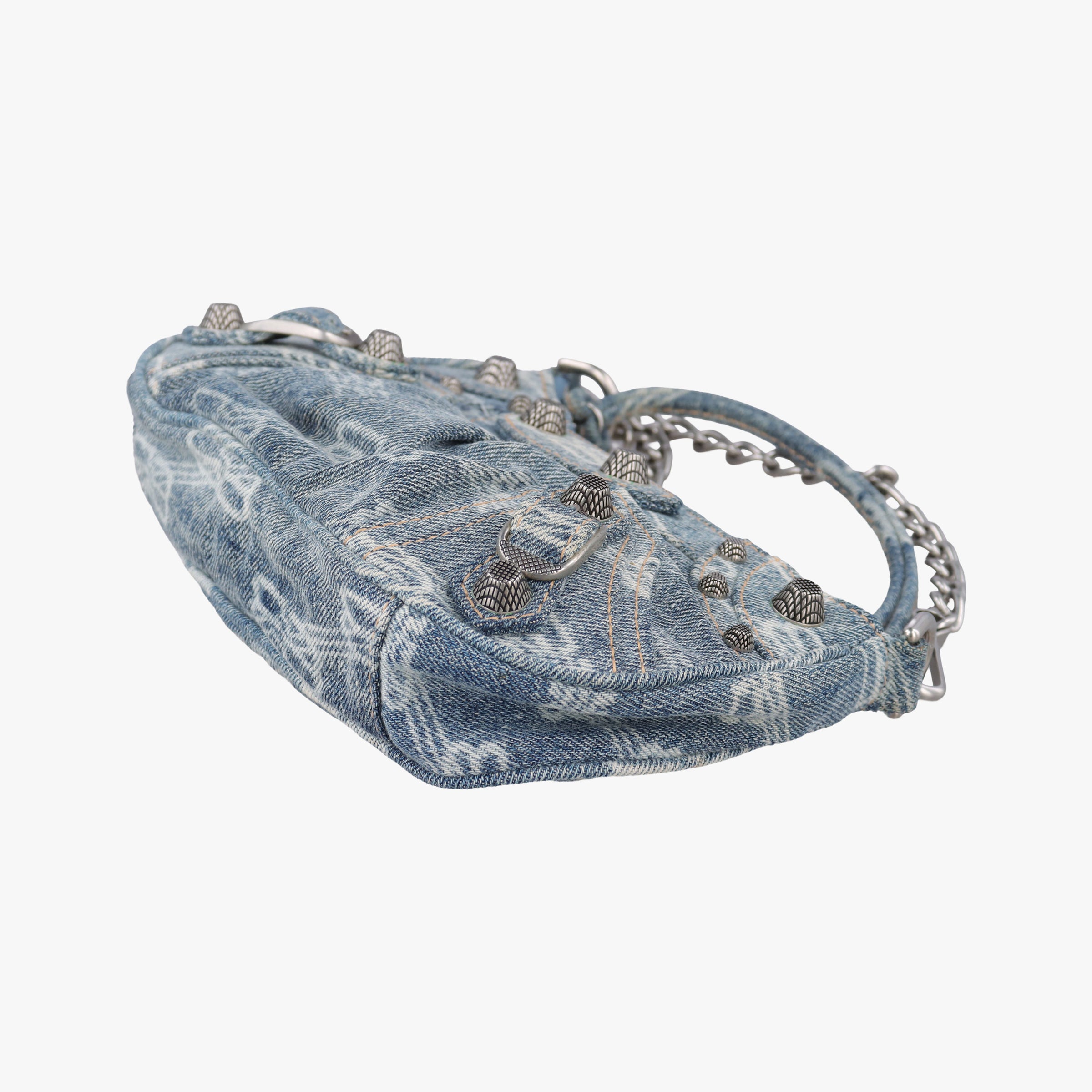 Pre-owned Balenciaga Le Cagole mini Blue denim  shoulderbag | stylenewstar