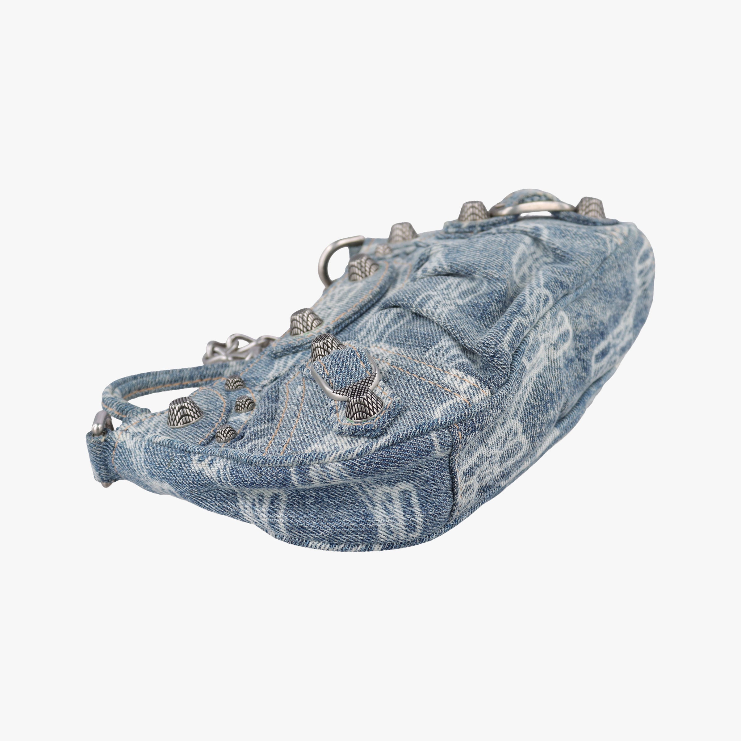 Pre-owned Balenciaga Le Cagole mini Blue denim  shoulderbag | stylenewstar