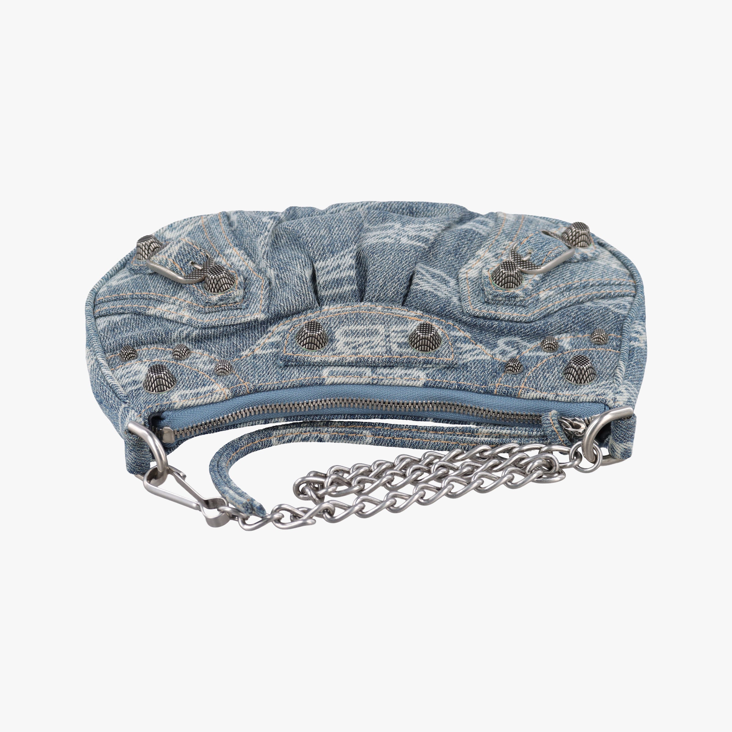 Pre-owned Balenciaga Le Cagole mini Blue denim  shoulderbag | stylenewstar