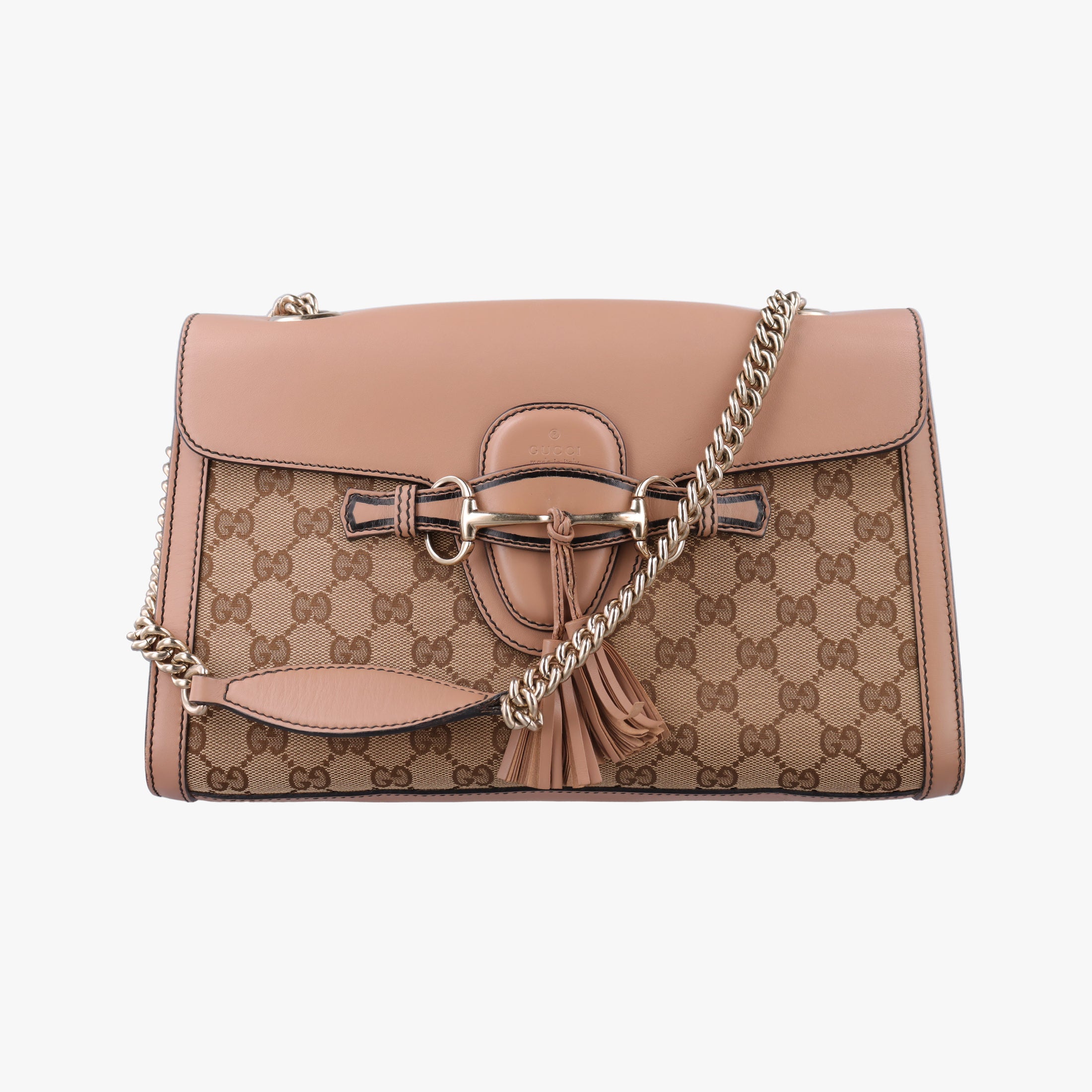 Pre-owned Gucci Emily Beige×pink canvas×leather 295402 shoulderbag | stylenewstar