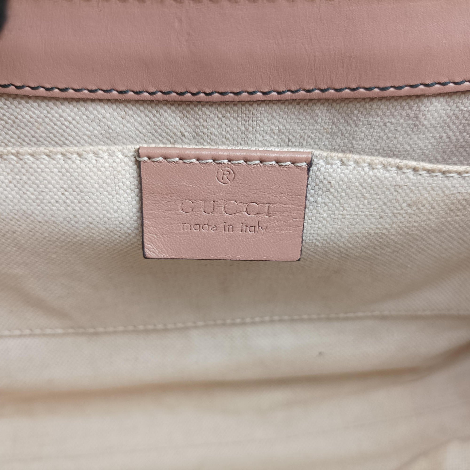 Pre-owned Gucci Emily Beige×pink canvas×leather 295402 shoulderbag | stylenewstar