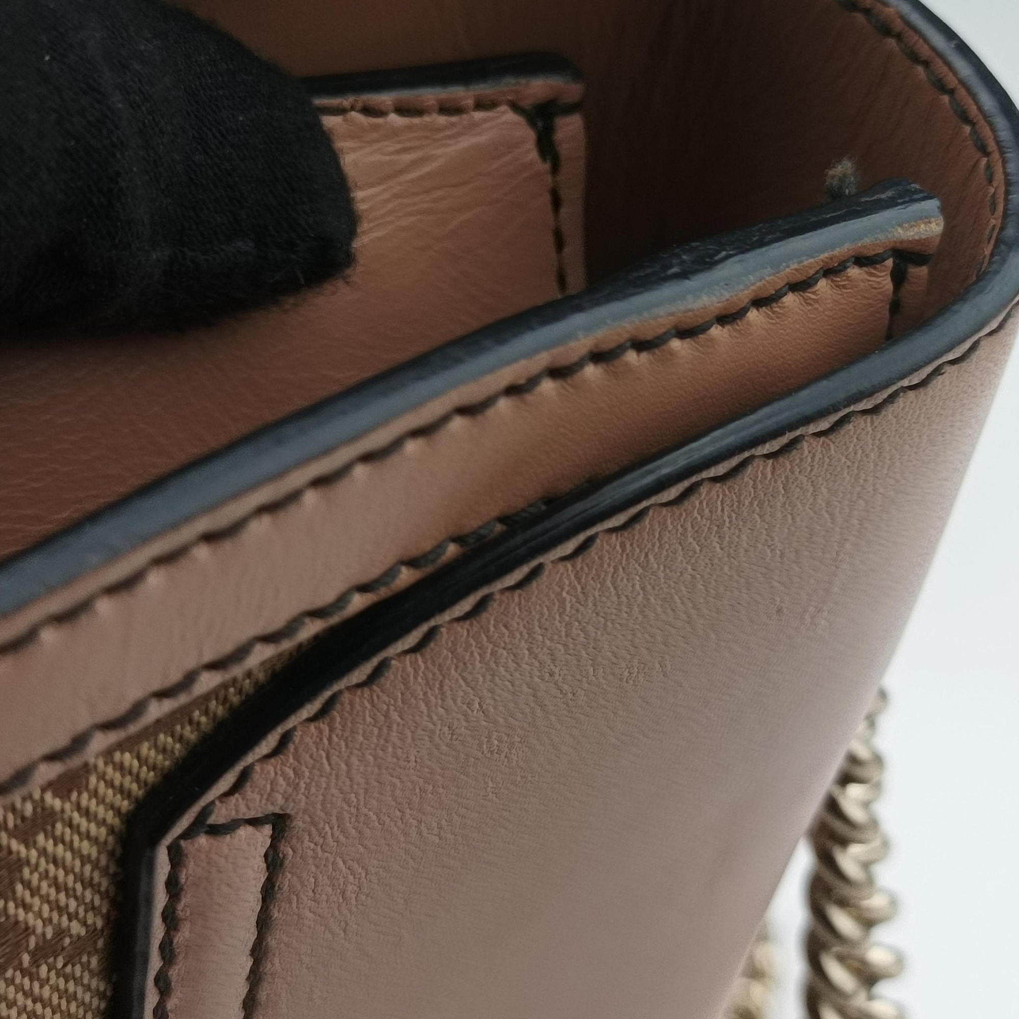 Pre-owned Gucci Emily Beige×pink canvas×leather 295402 shoulderbag | stylenewstar