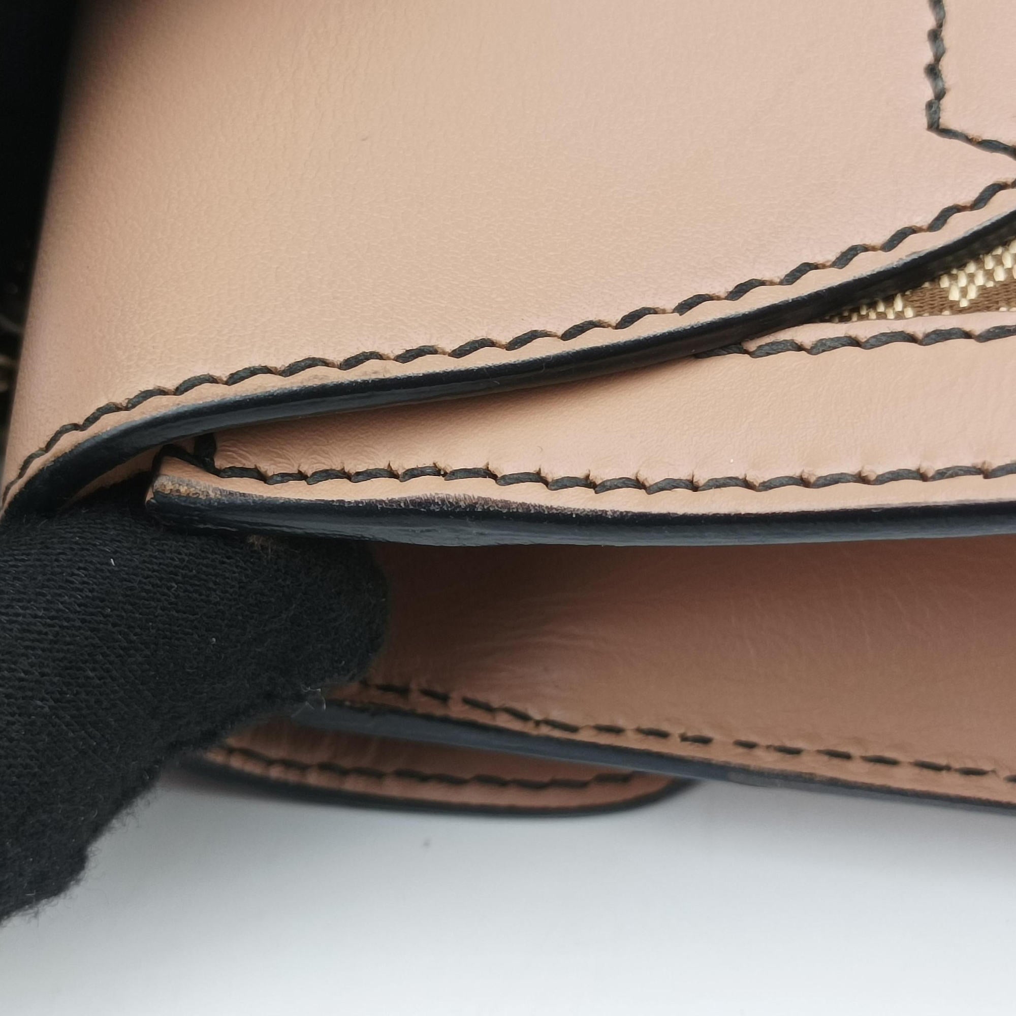 Pre-owned Gucci Emily Beige×pink canvas×leather 295402 shoulderbag | stylenewstar