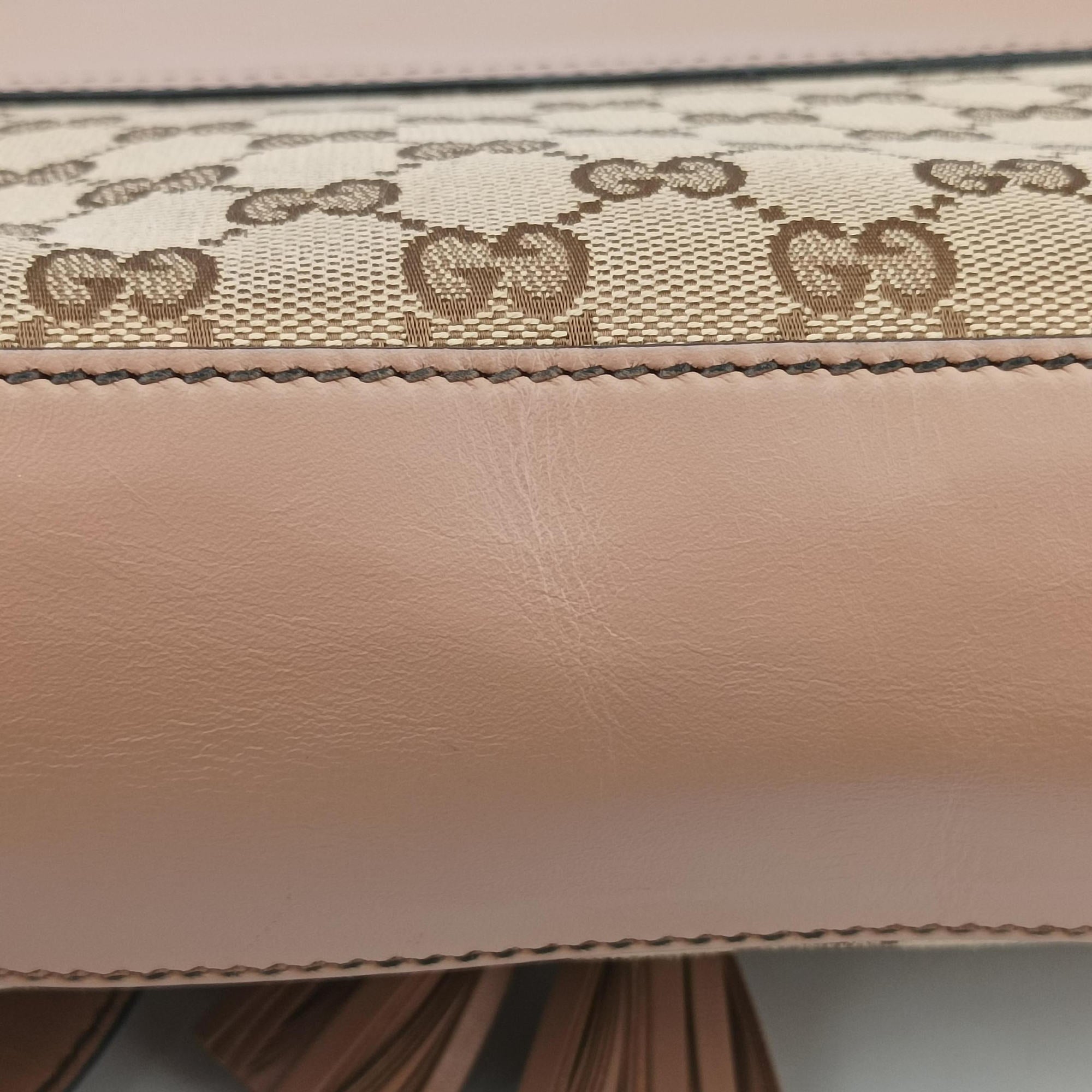 Pre-owned Gucci Emily Beige×pink canvas×leather 295402 shoulderbag | stylenewstar