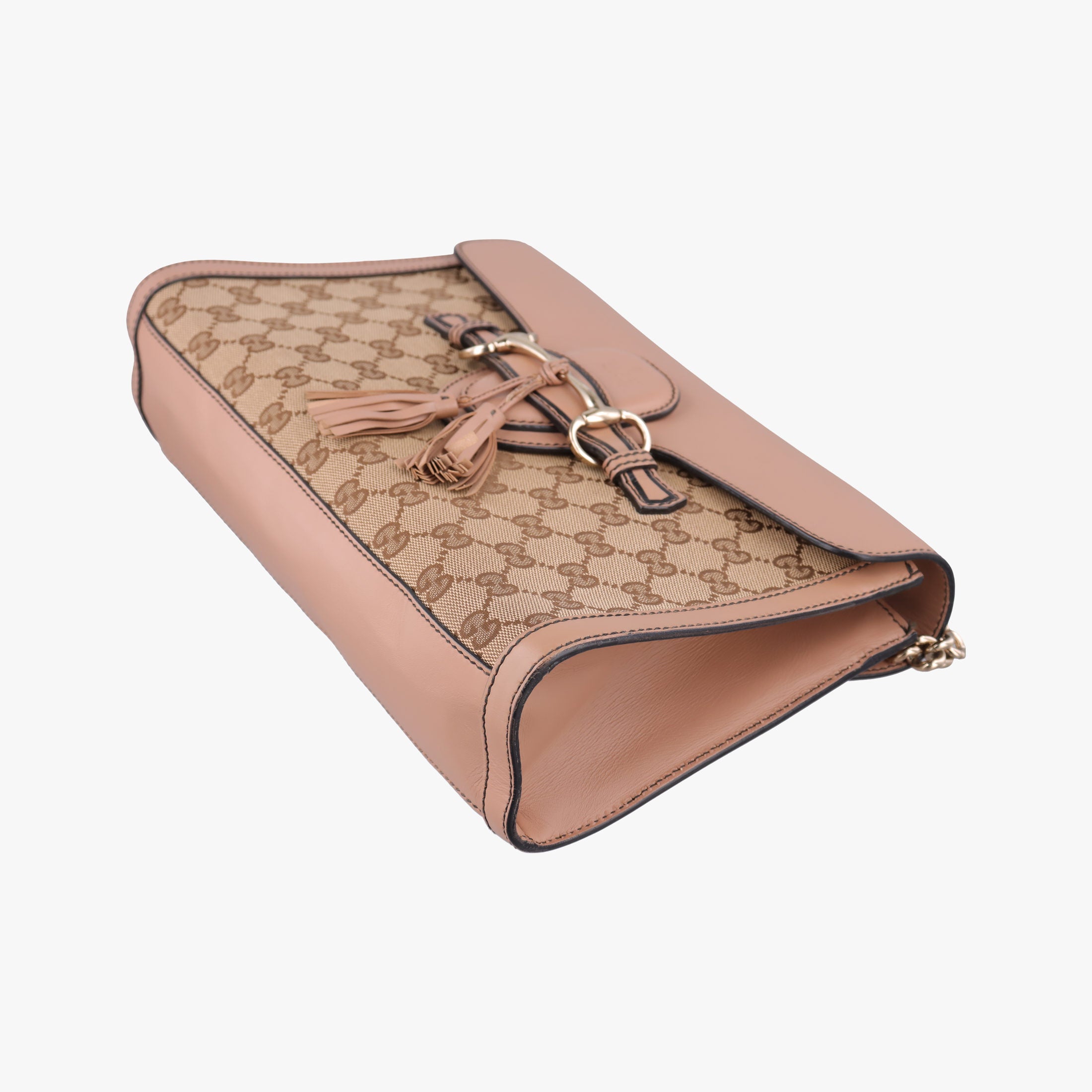 Pre-owned Gucci Emily Beige×pink canvas×leather 295402 shoulderbag | stylenewstar