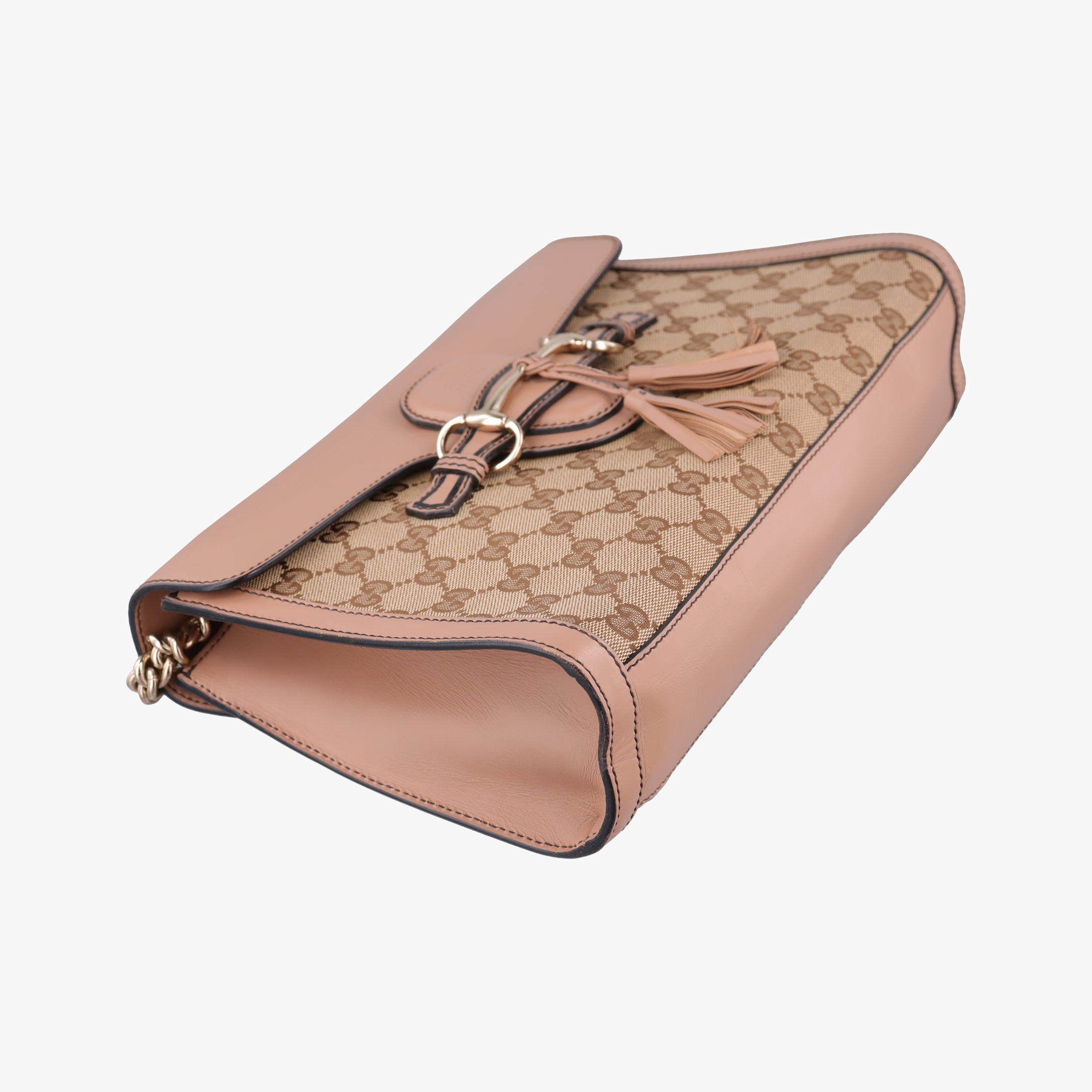 Pre-owned Gucci Emily Beige×pink canvas×leather 295402 shoulderbag | stylenewstar