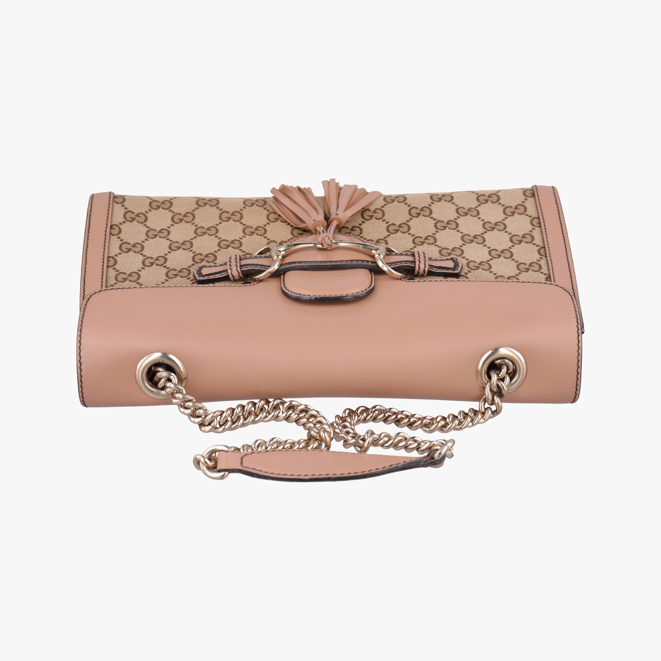 Pre-owned Gucci Emily Beige×pink canvas×leather 295402 shoulderbag | stylenewstar