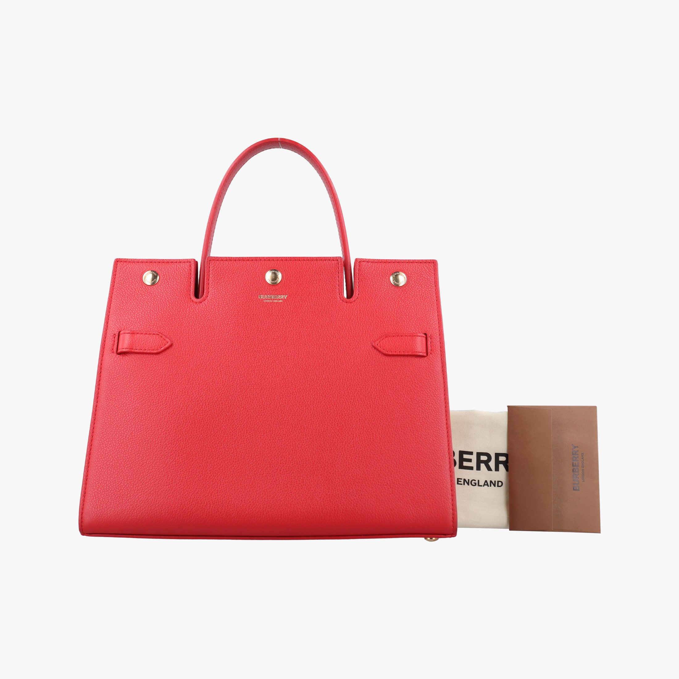 Pre-owned Burberry Title Red Leather  handbag | stylenewstar